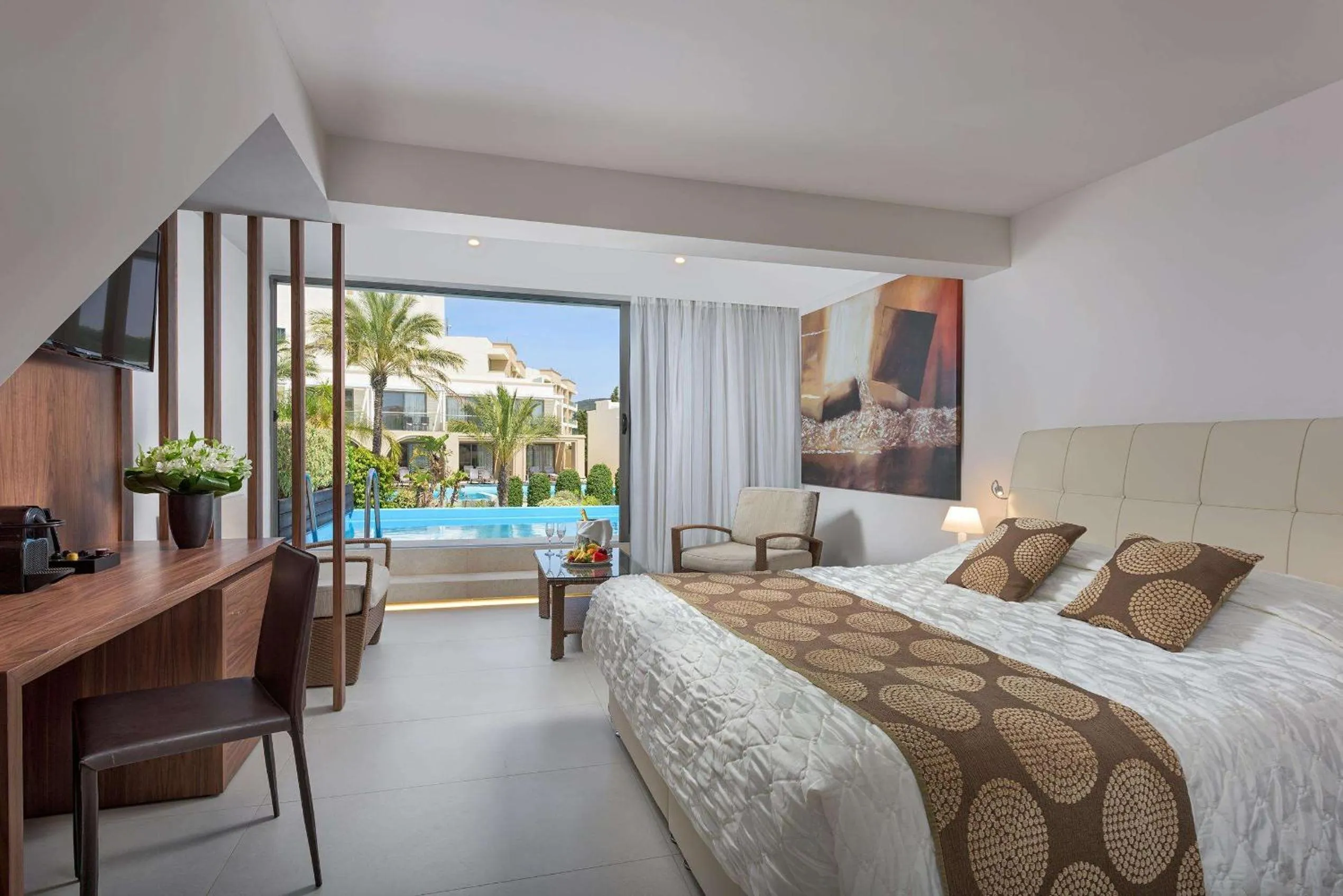 Bed in The Ixian Grand & All Suites - Adults Only Hotel