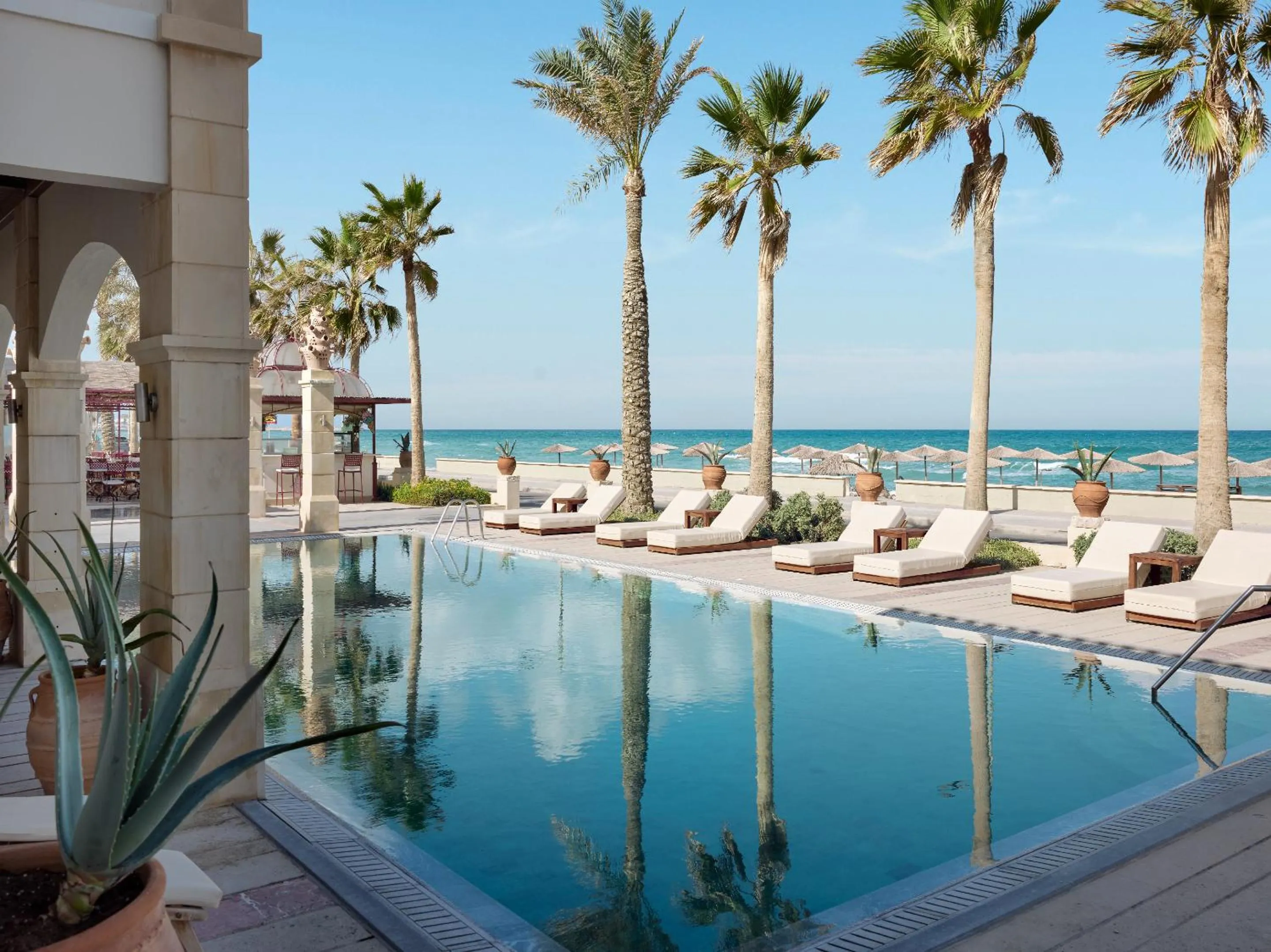 Pool view in Grecotel Plaza Beach House