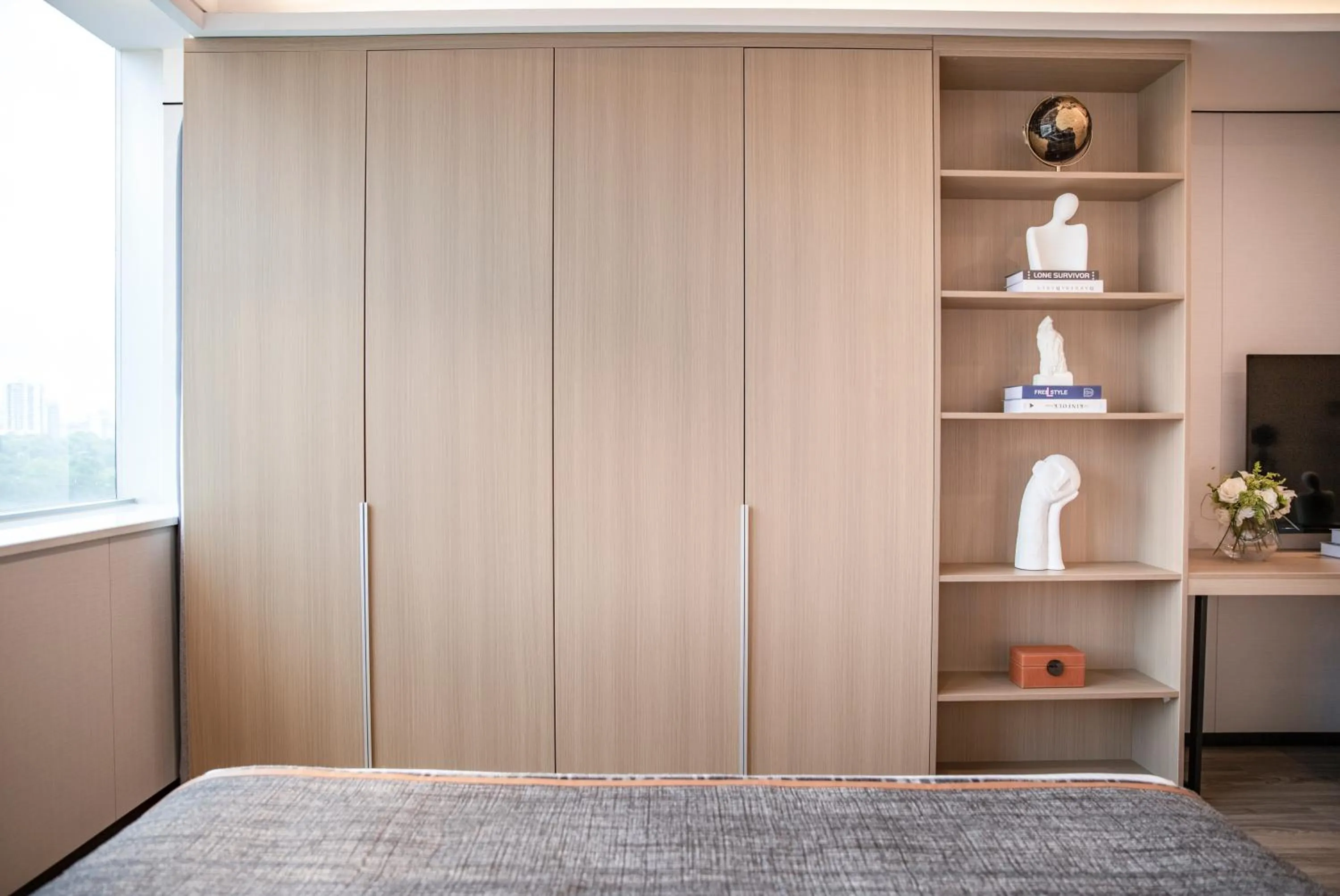 wardrobe, Bed in CM Serviced Apartment Shenzhen Dongmen