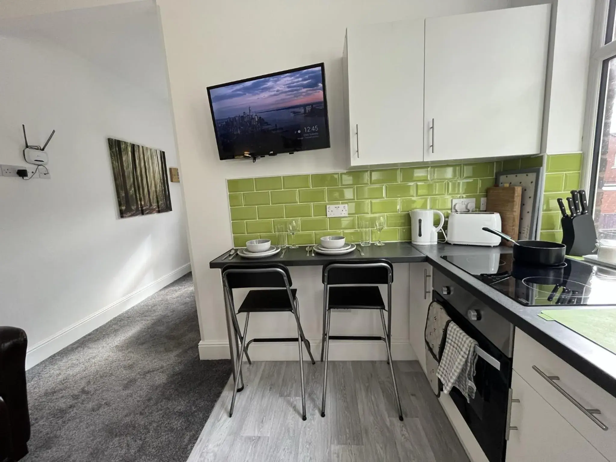Kitchen or kitchenette in Modern 1 bed studios for comfy stay in Preston Kitchen or kitchenette in Modern 1 bed studios for comfy stay in Preston