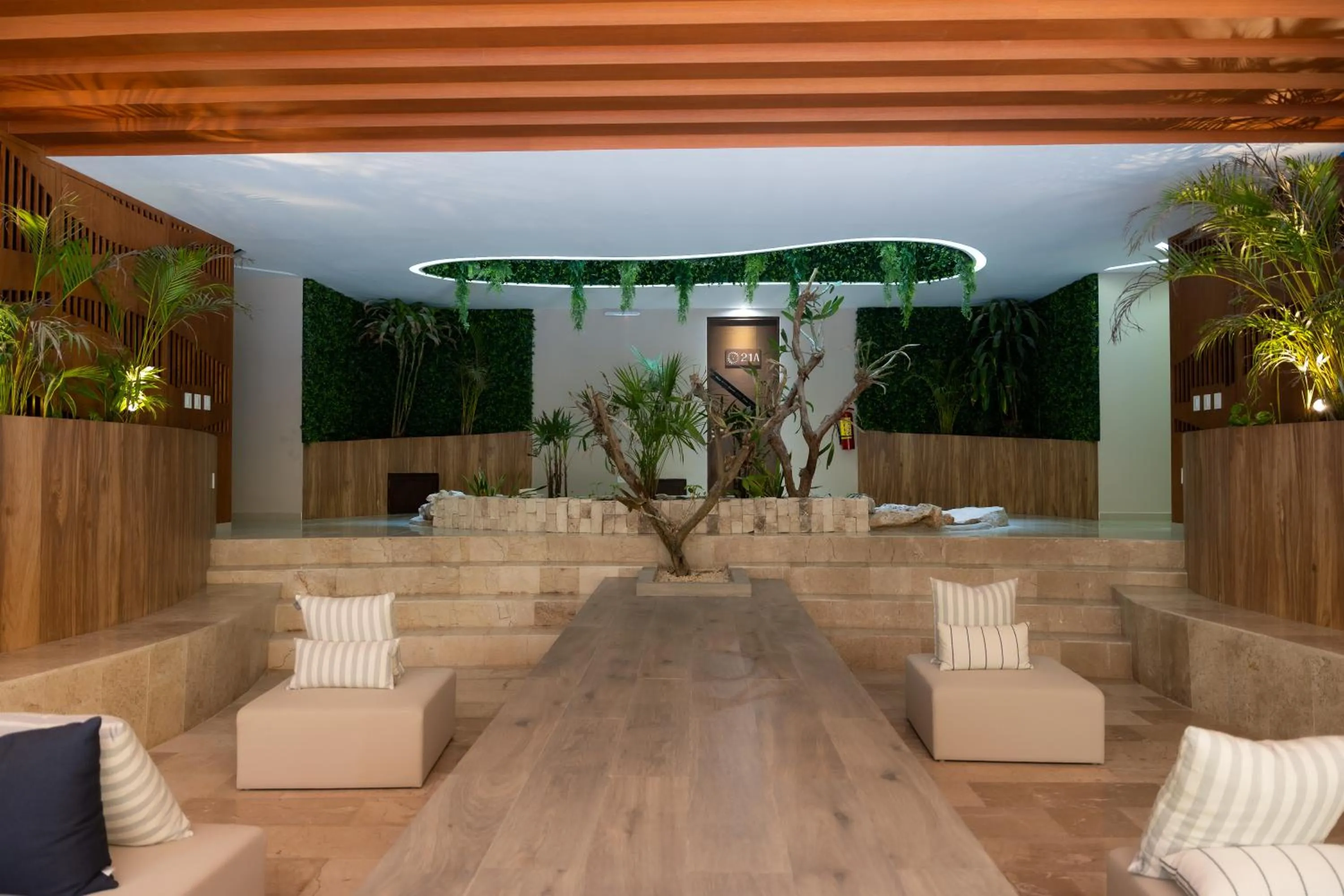 Seating area in Luxurious Studio in Menesse Tulum Pool Gym Cinema By Yeah