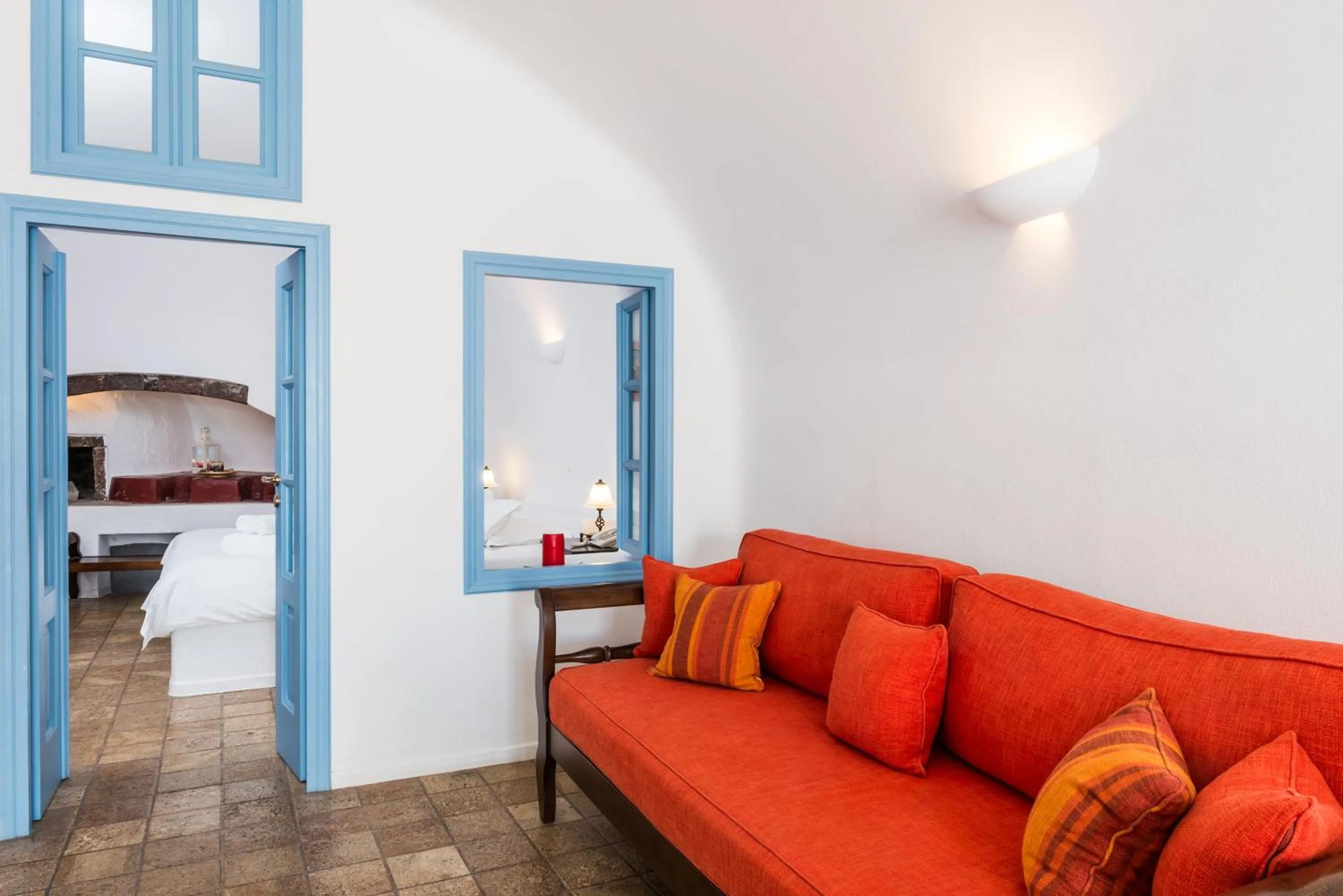 Seating area in Pantelia Suites