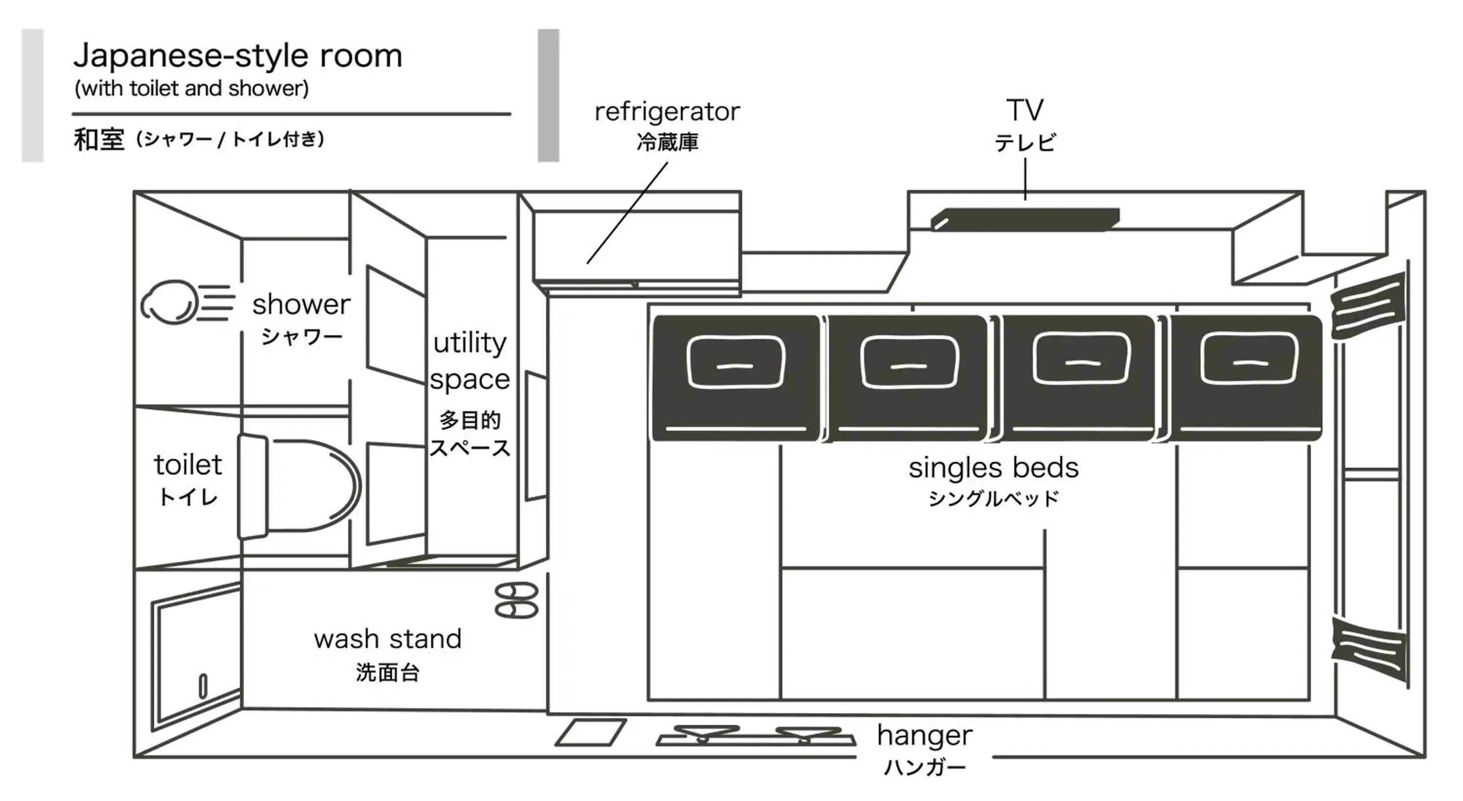Japanese-Style Room with Private Bathroom in Hotel Plus Hostel SAPPORO Japanese-Style Room with Private Bathroom in Hotel Plus Hostel SAPPORO
