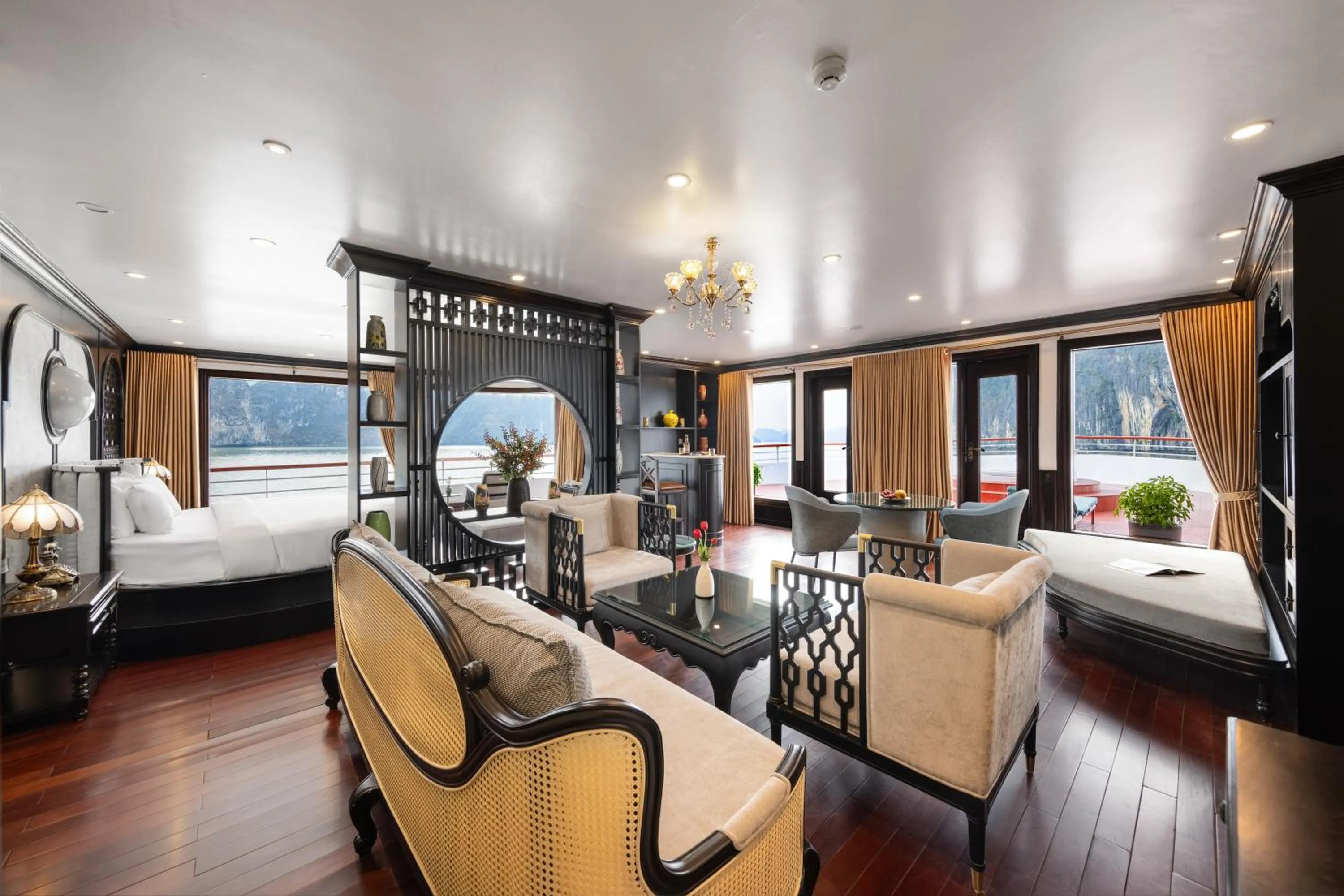 Living room, Bed in Aqua Of The Seas Cruise Halong by AHG