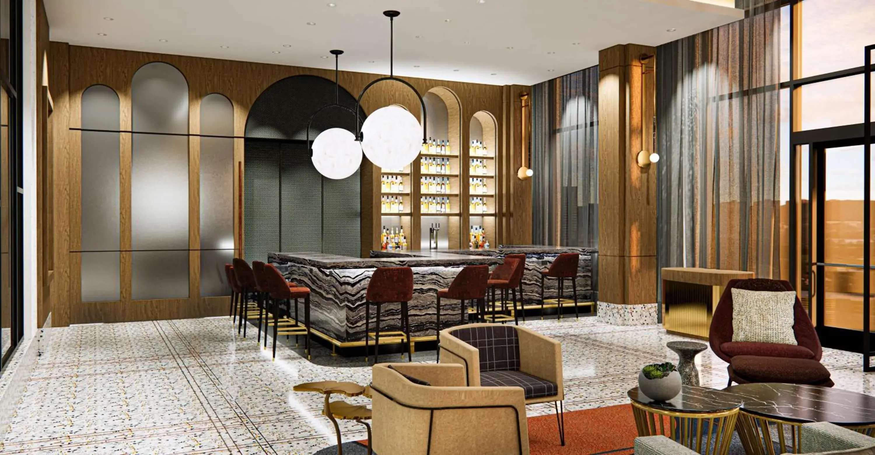 Lobby or reception in The Godfrey Detroit, Curio Collection By Hilton Lobby or reception in The Godfrey Detroit, Curio Collection By Hilton