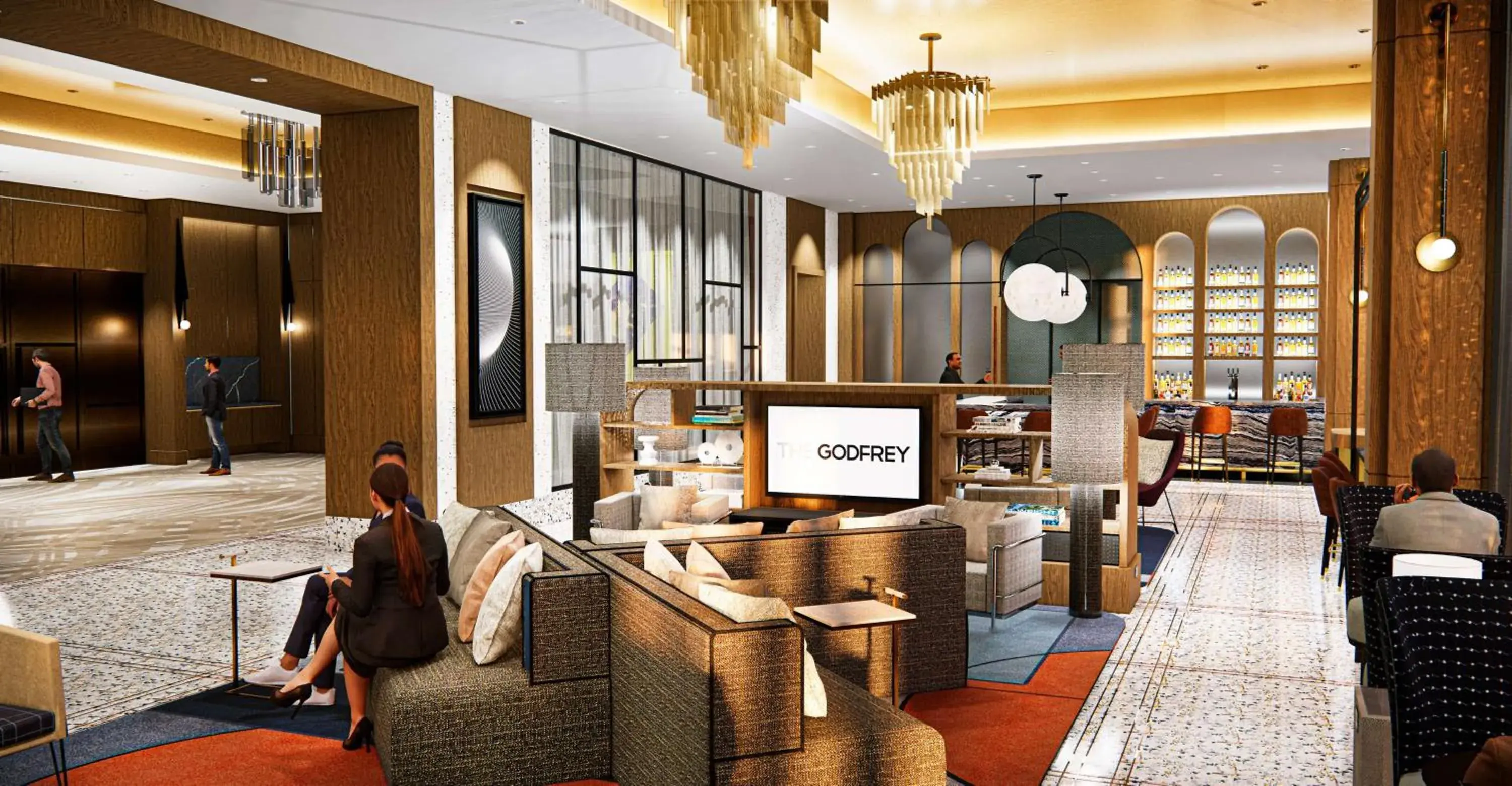 Lobby or reception in The Godfrey Detroit, Curio Collection By Hilton Lobby or reception in The Godfrey Detroit, Curio Collection By Hilton