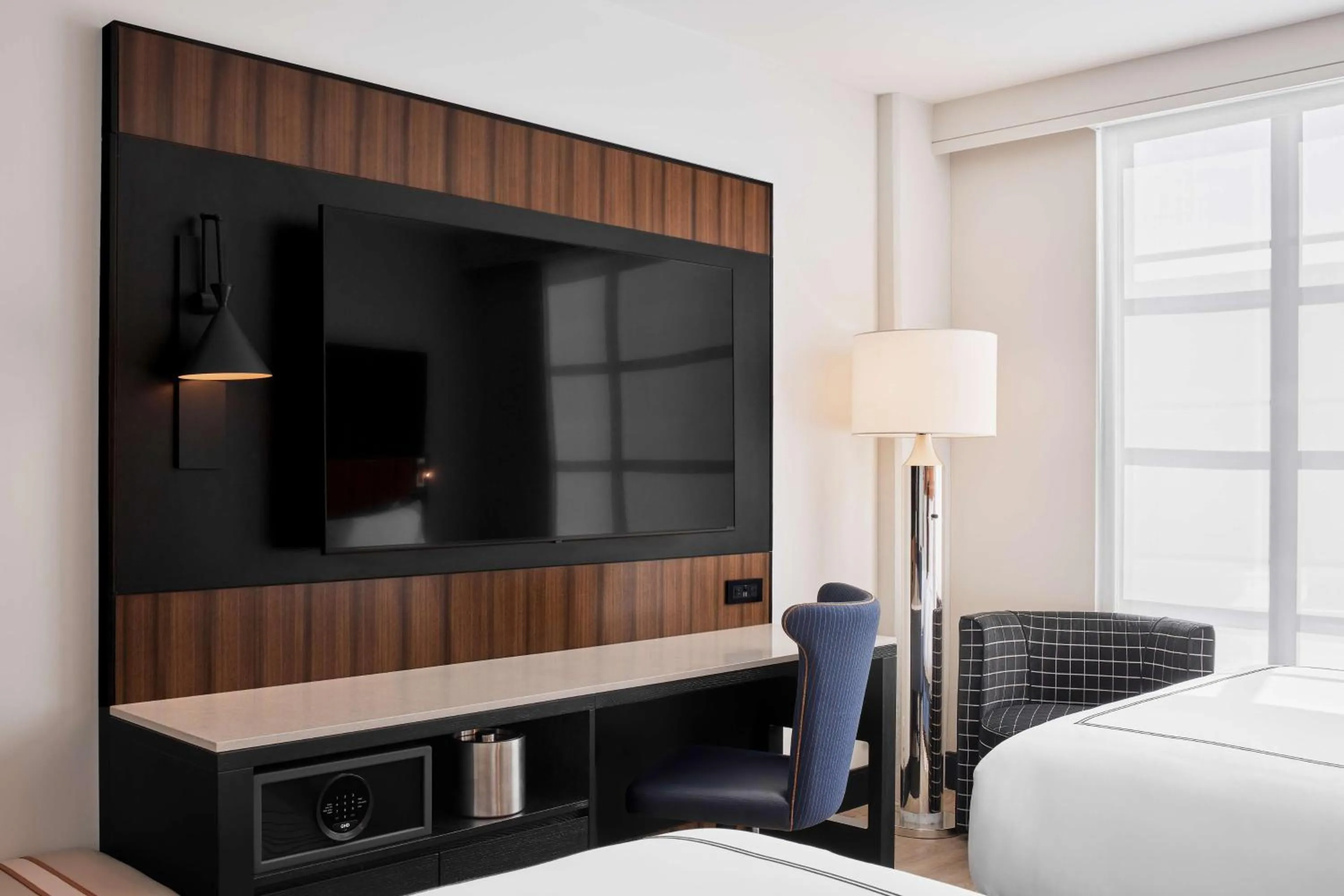 Photo of the whole room, Bed in The Godfrey Detroit, Curio Collection By Hilton