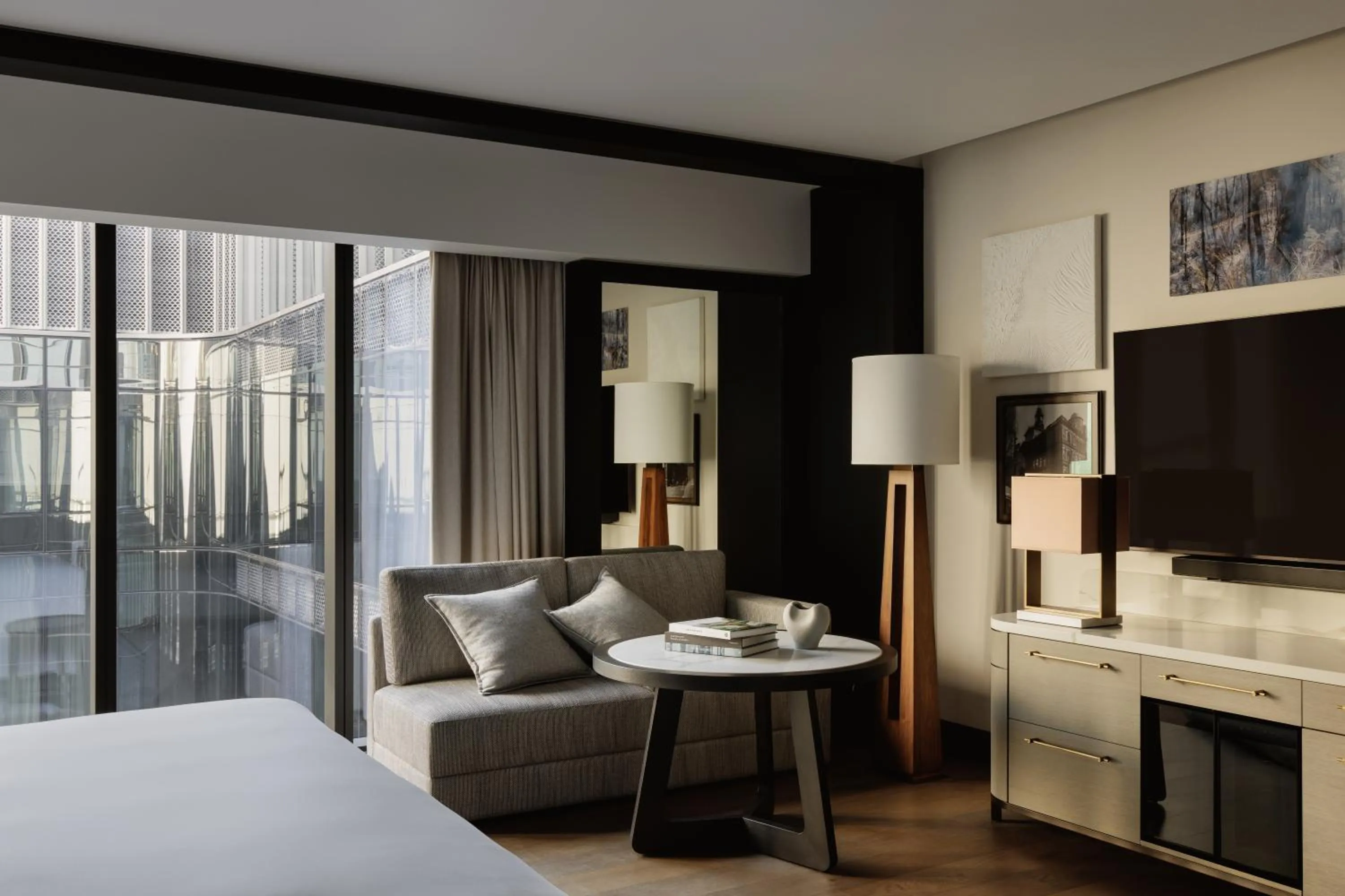 Seating area, Bed in Capella Sydney