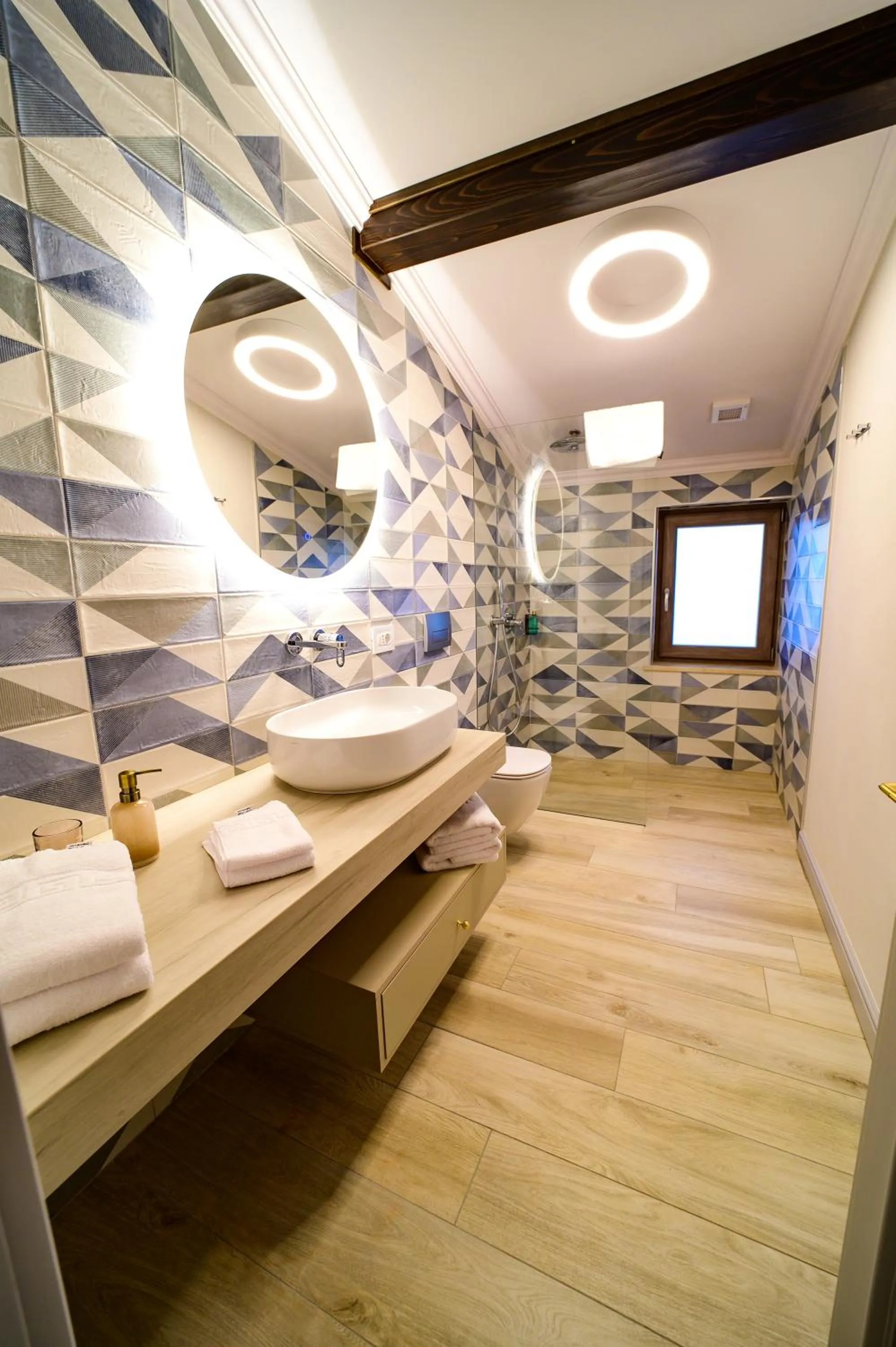 Bathroom, Bed in First Apartments