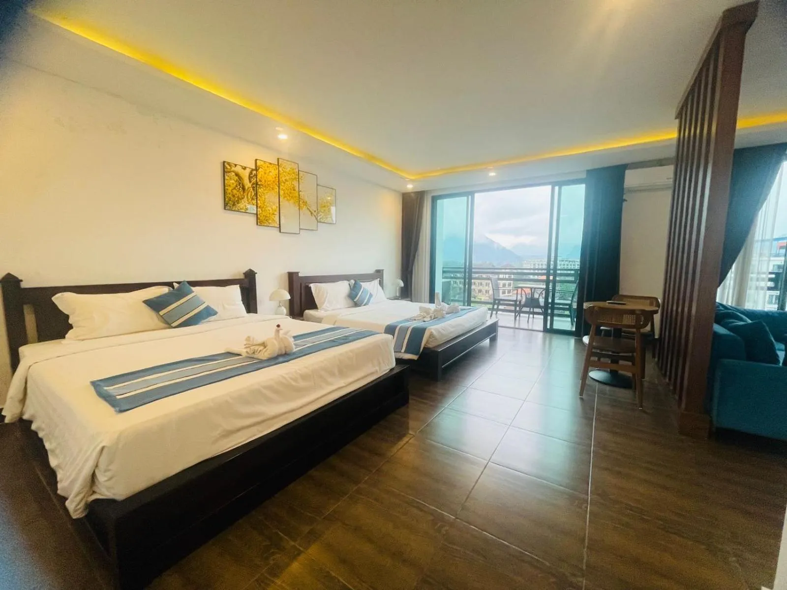 Bed in VANG VIENG TOPVIEW HOTEL