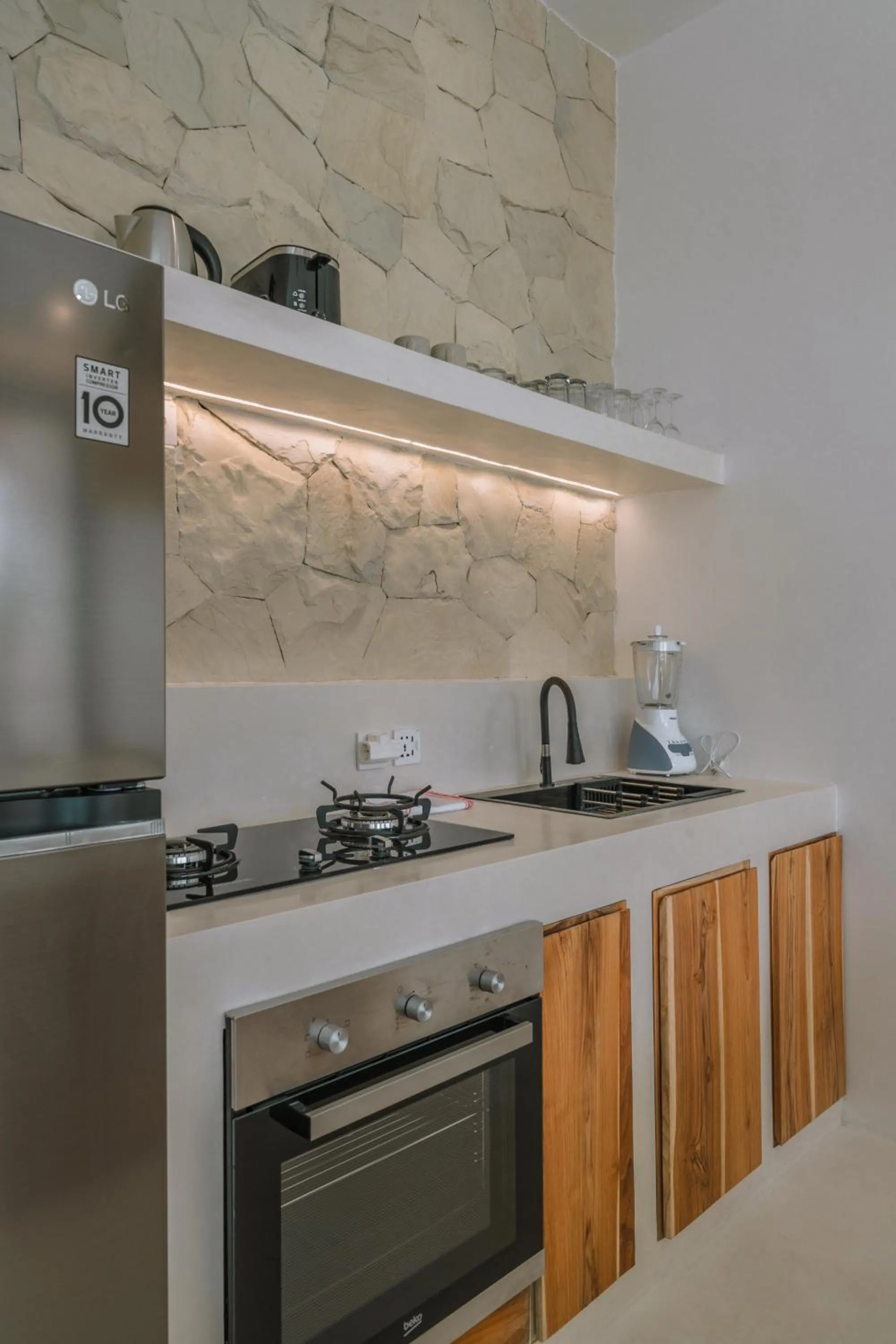 Kitchen or kitchenette in Villa Sunset and Sunrise - 2BR elegant villa in Central Canggu