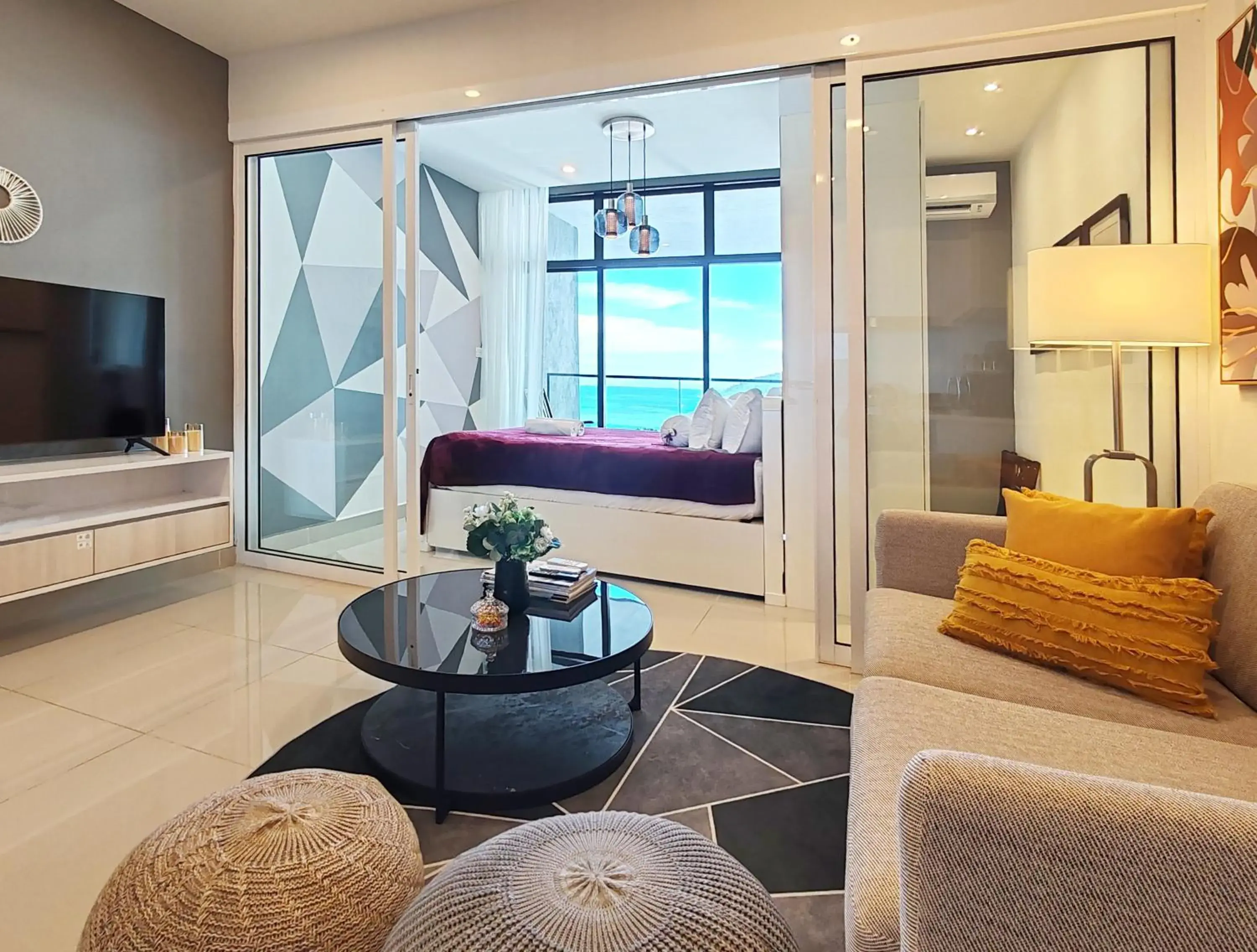 Balcony/Terrace, Bed in Seaview Bliss Studio By Tropical Elegance Balcony/Terrace, Bed in Seaview Bliss Studio By Tropical Elegance