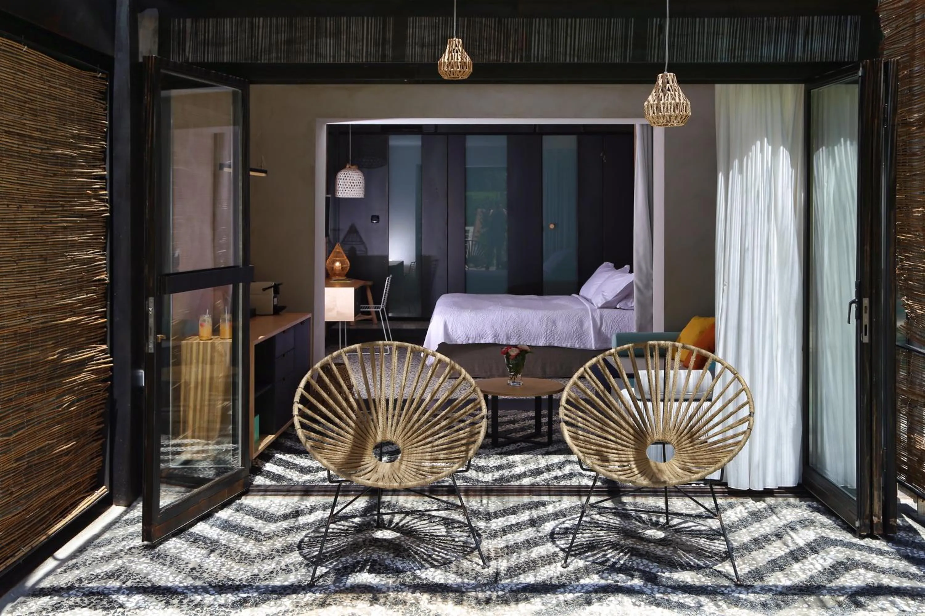 Patio, Bed in Ekies All Senses Resort, a Member of Design Hotels
