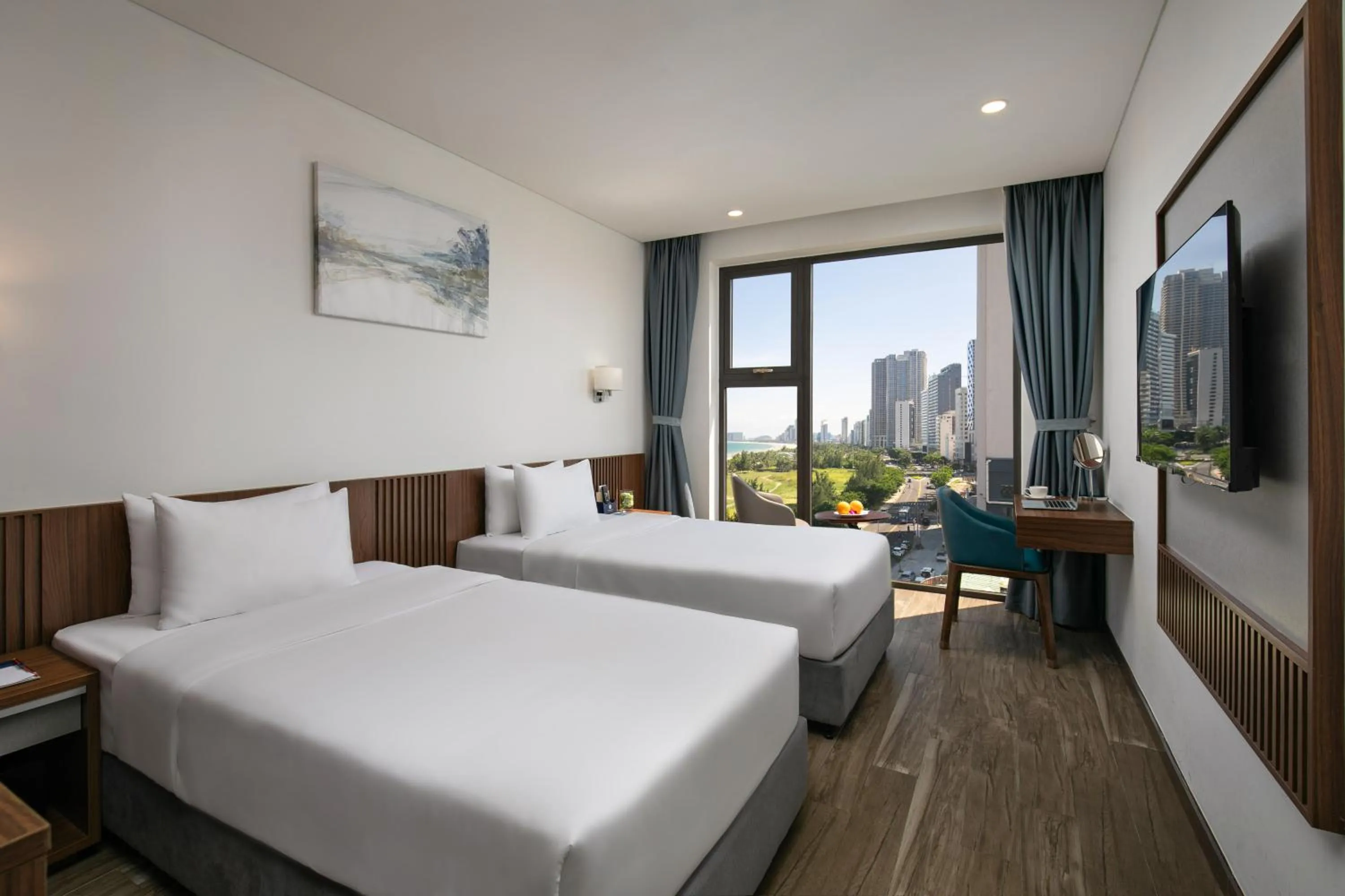 Sea view, Bed in Mangata Beachfront Hotel - Rooftop Bar Sea View