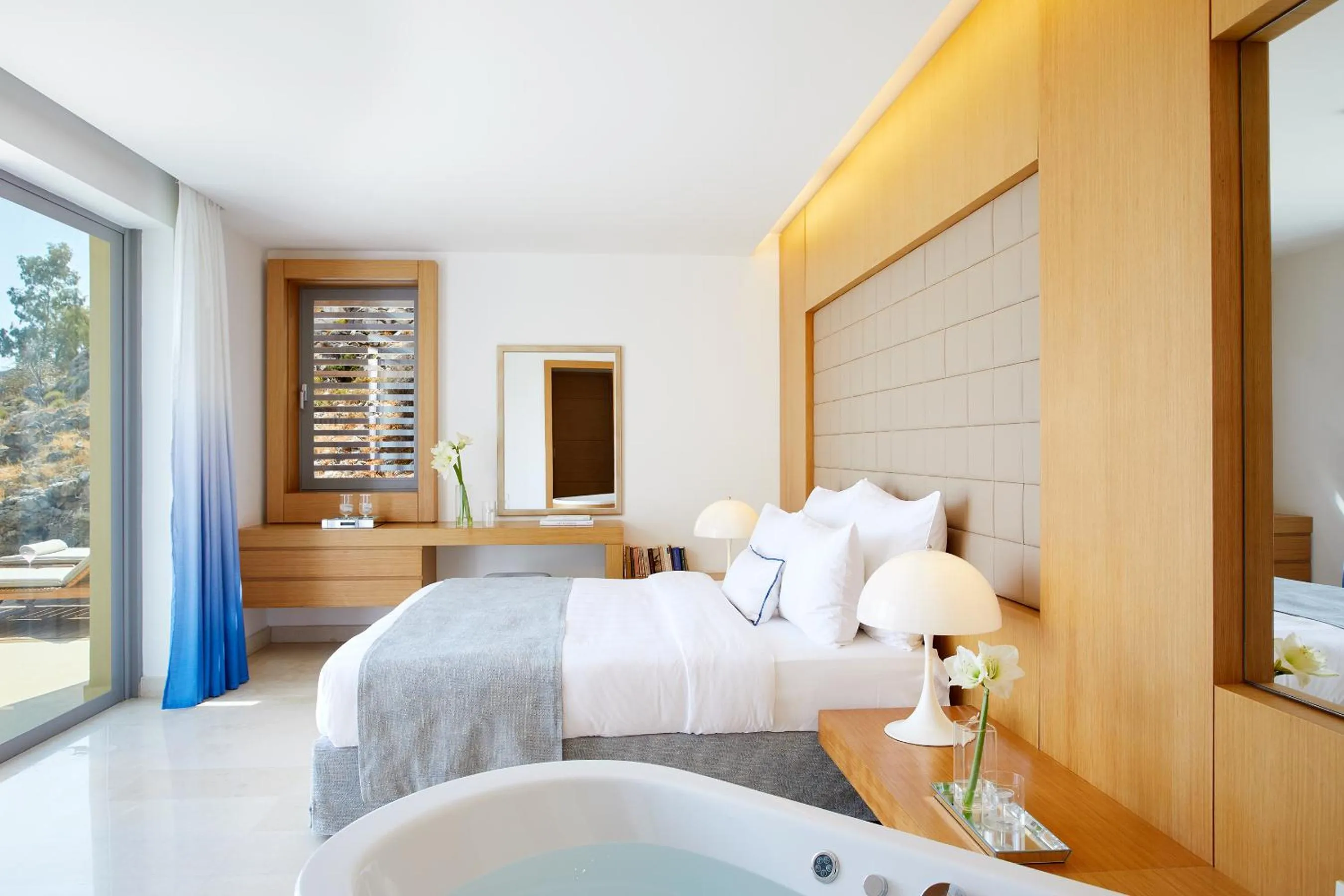 Photo of the whole room, Bed in Lindos Blu Luxury Hotel-Adults only