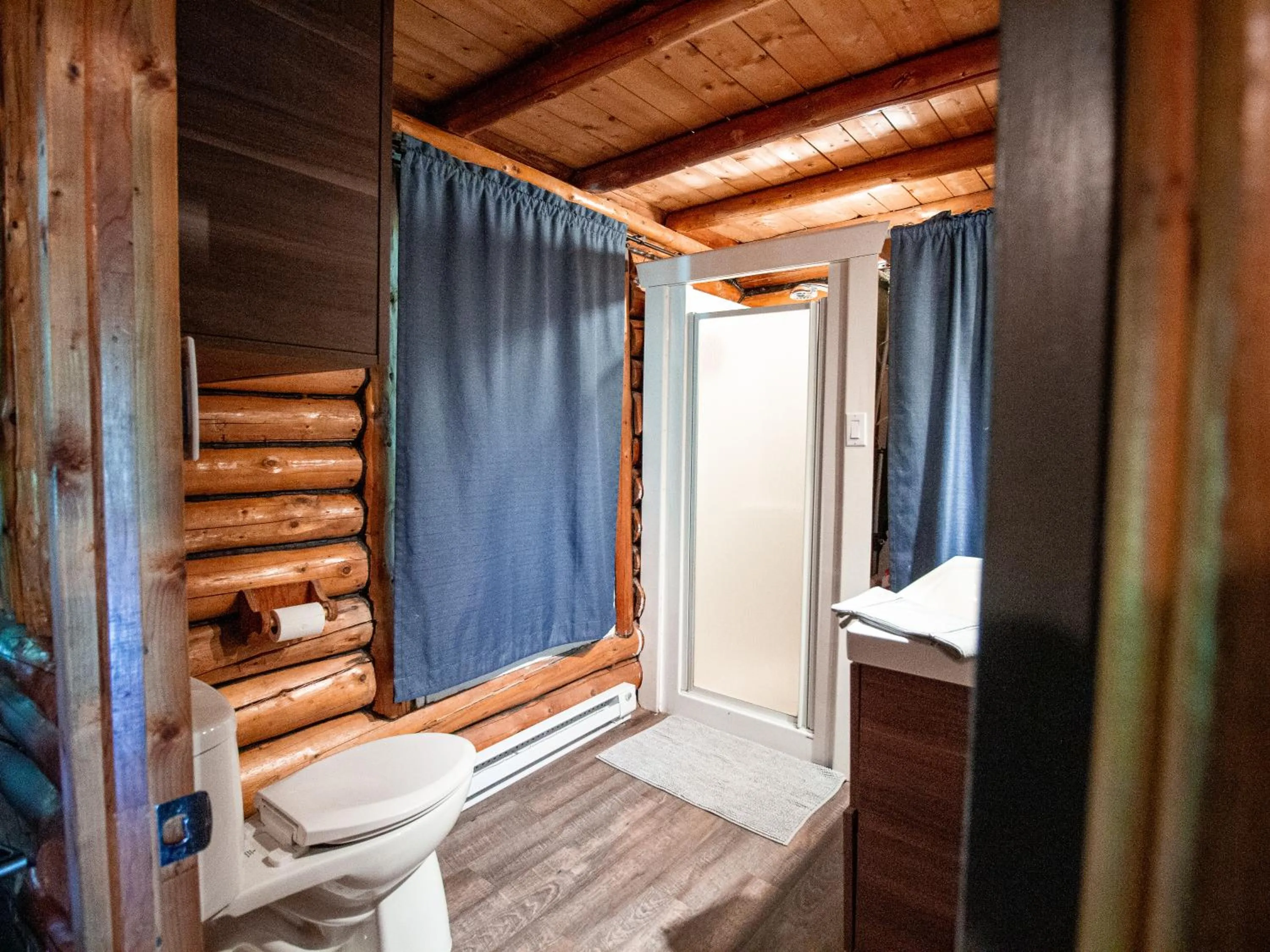 Bathroom in Les Chalets Tourisma - Chalet en bois rond avec spa - Chalet du 4e