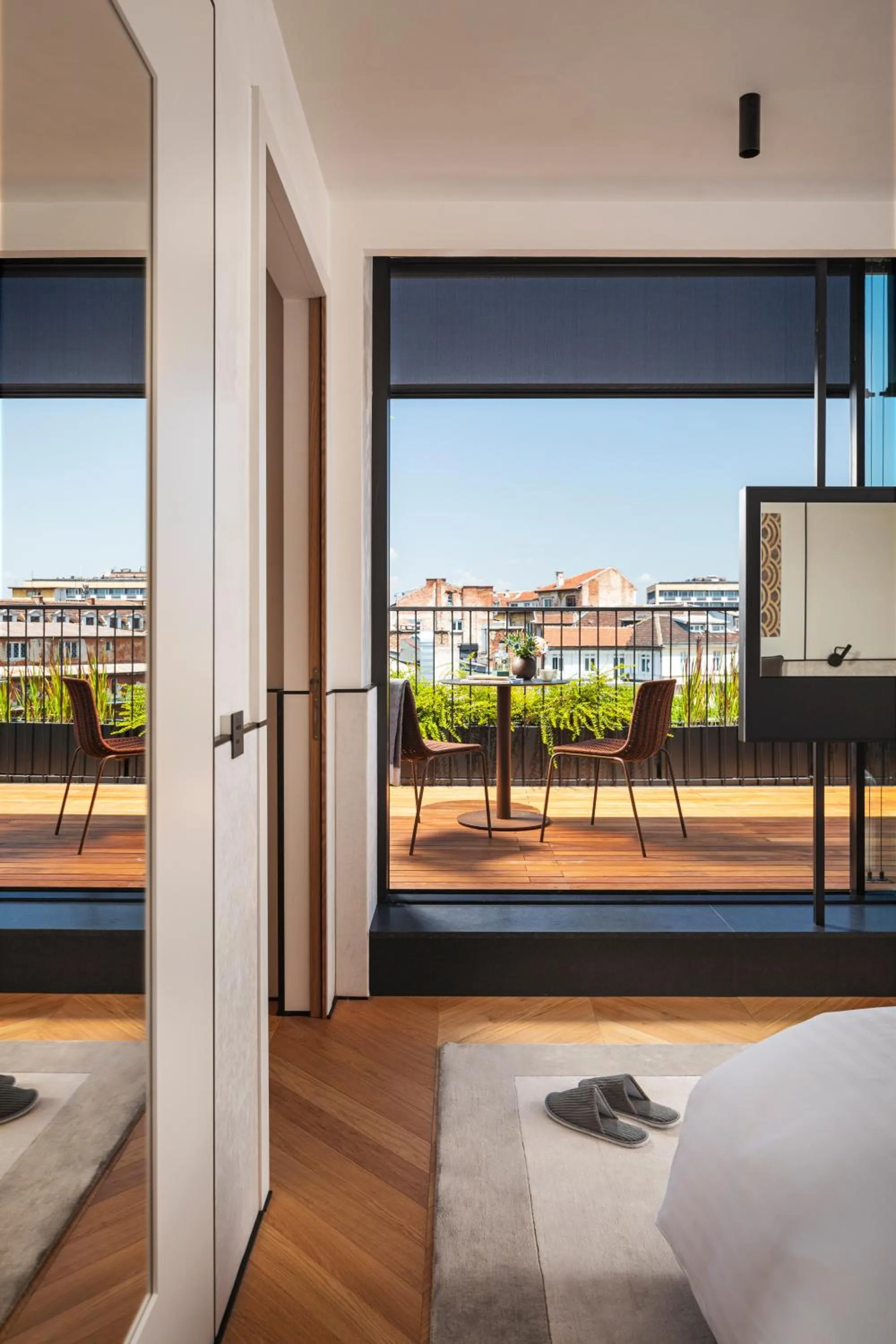 Bed in Juno Hotel Sofia, a Member of Design Hotels