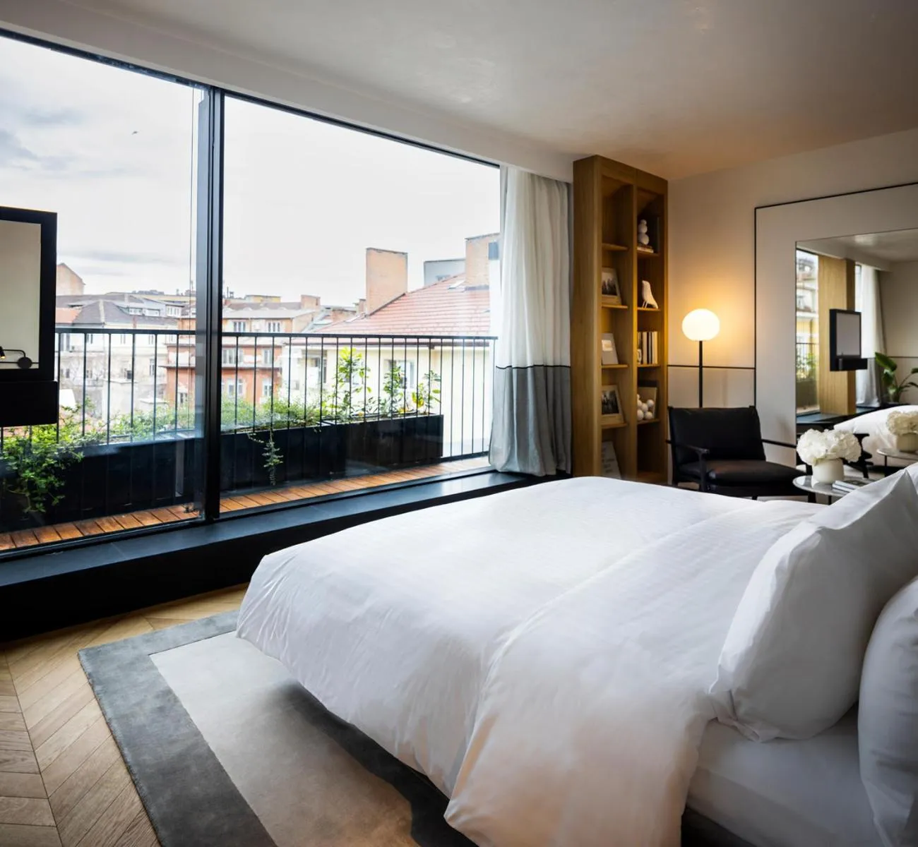 Bed in Juno Hotel Sofia, a Member of Design Hotels