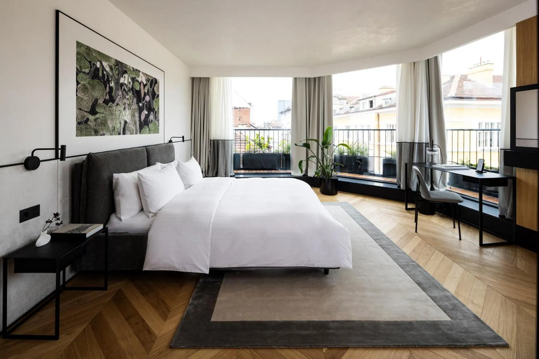 Bed in Juno Hotel Sofia, a Member of Design Hotels