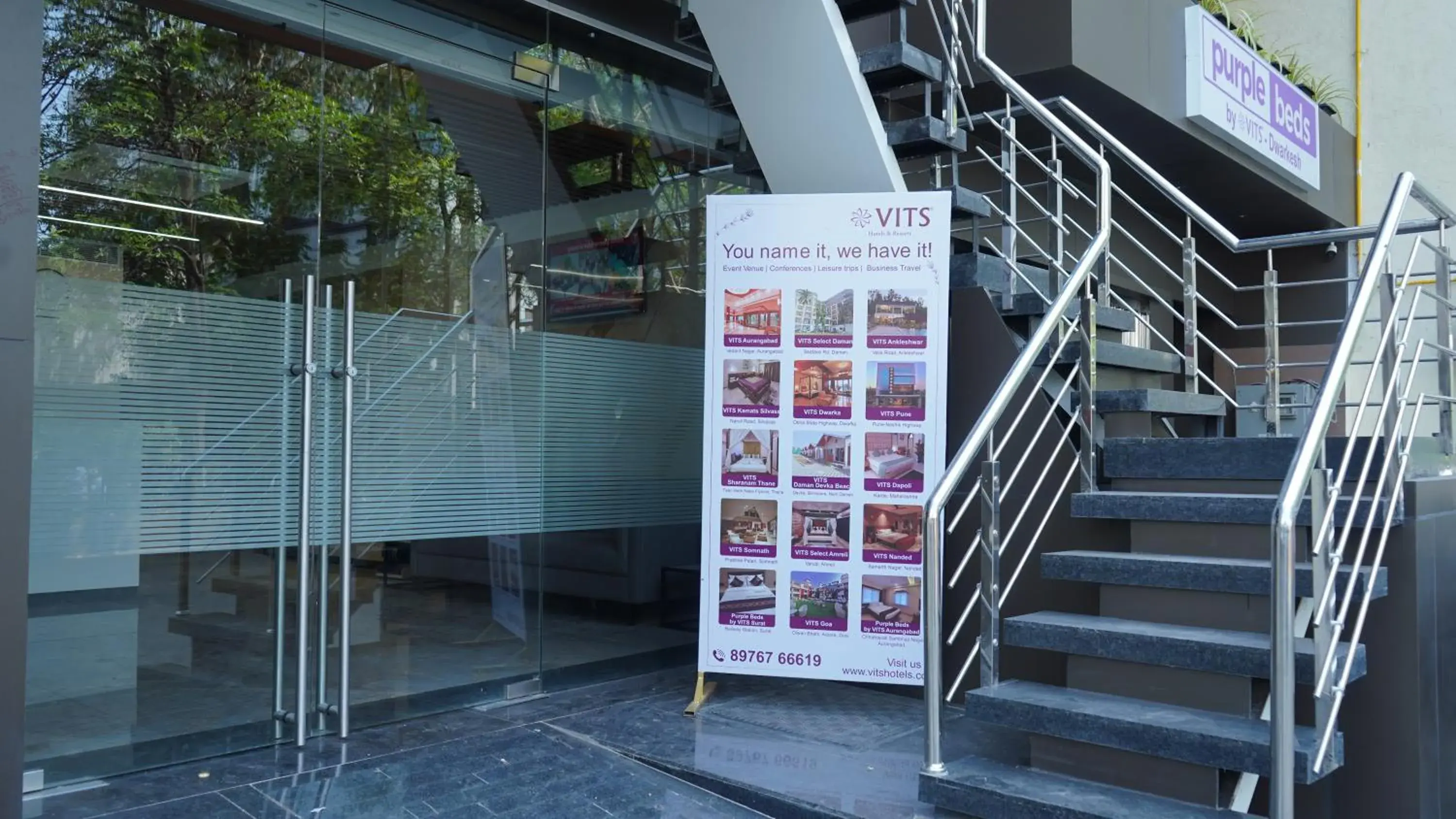 Facade/entrance in Purple Beds by VITS Dwarkesh, Surat Facade/entrance in Purple Beds by VITS Dwarkesh, Surat