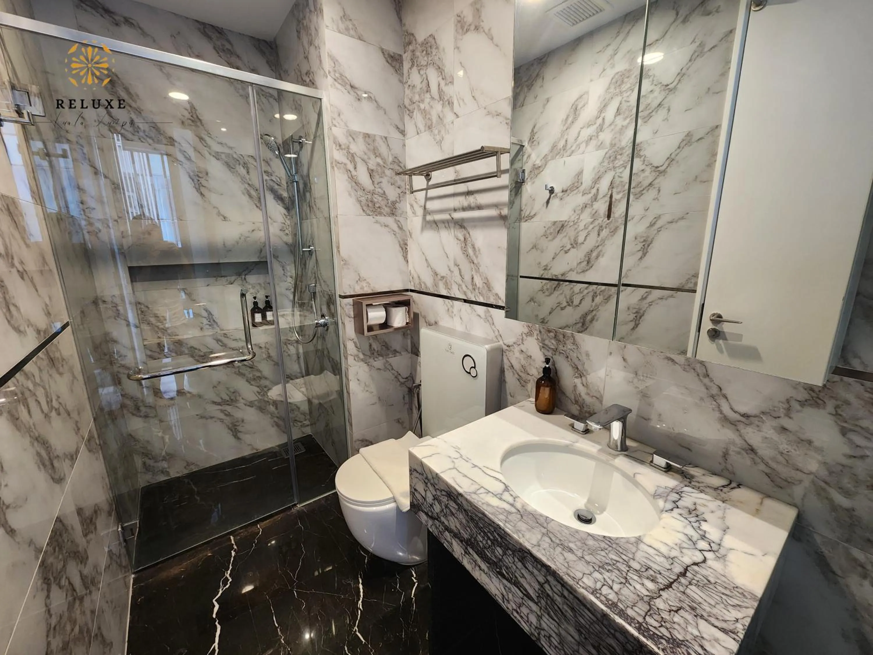 Shower in The Platinum 2 Premium Suite by Reluxe