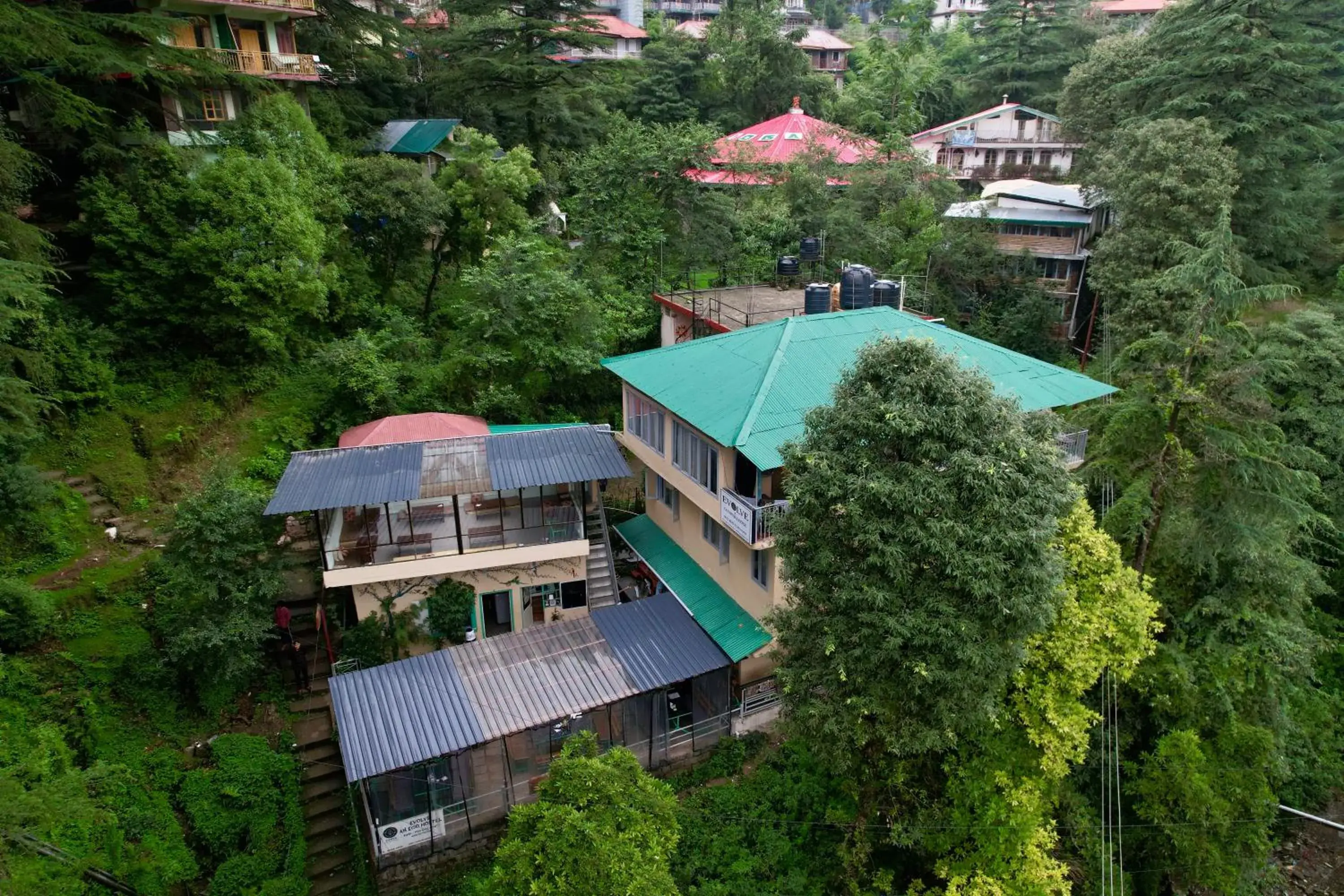 Property building in Eevolve Dharamkot - An Eco Hostel Property building in Eevolve Dharamkot - An Eco Hostel