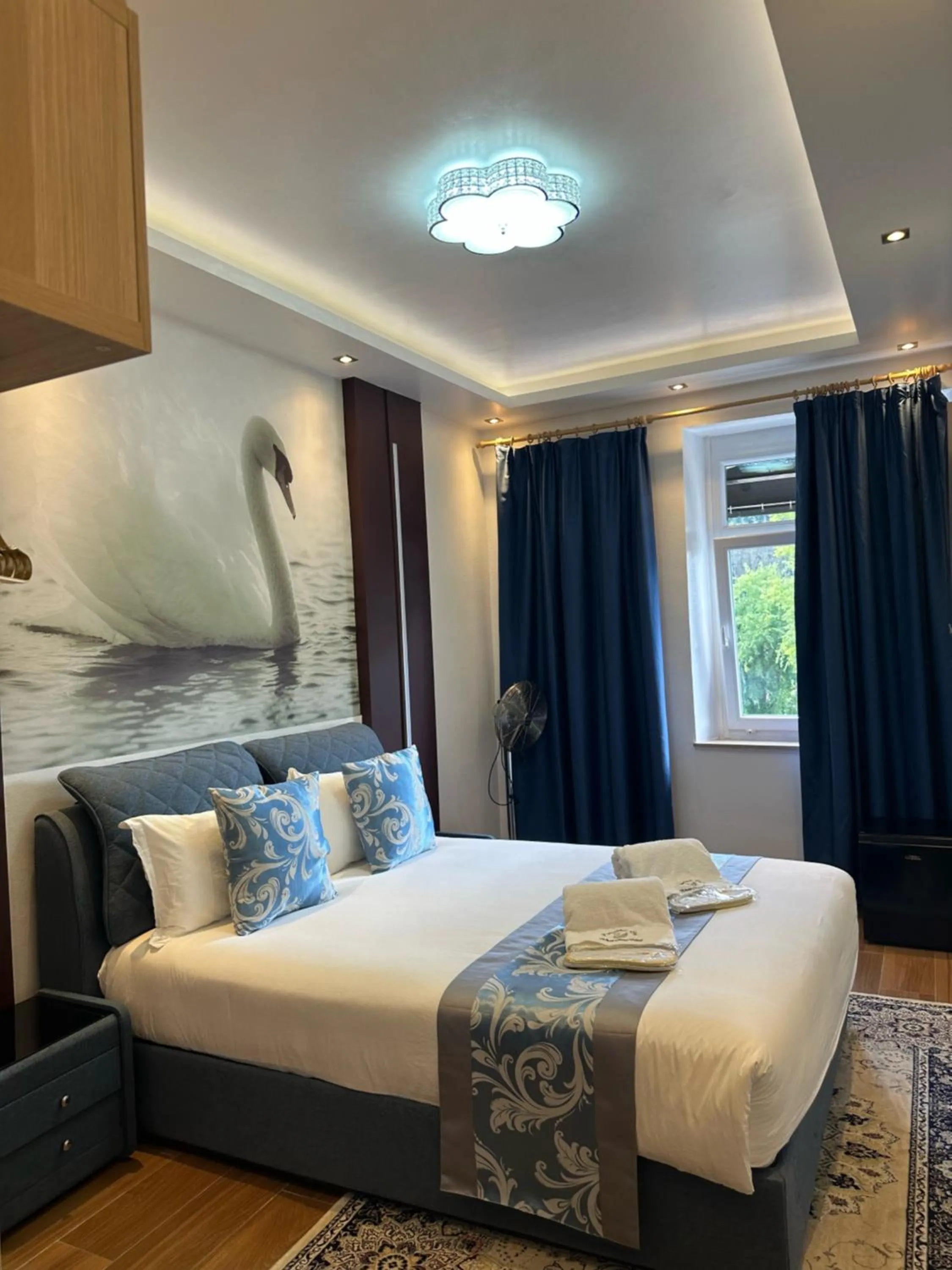 Bed in hotel whiteswan