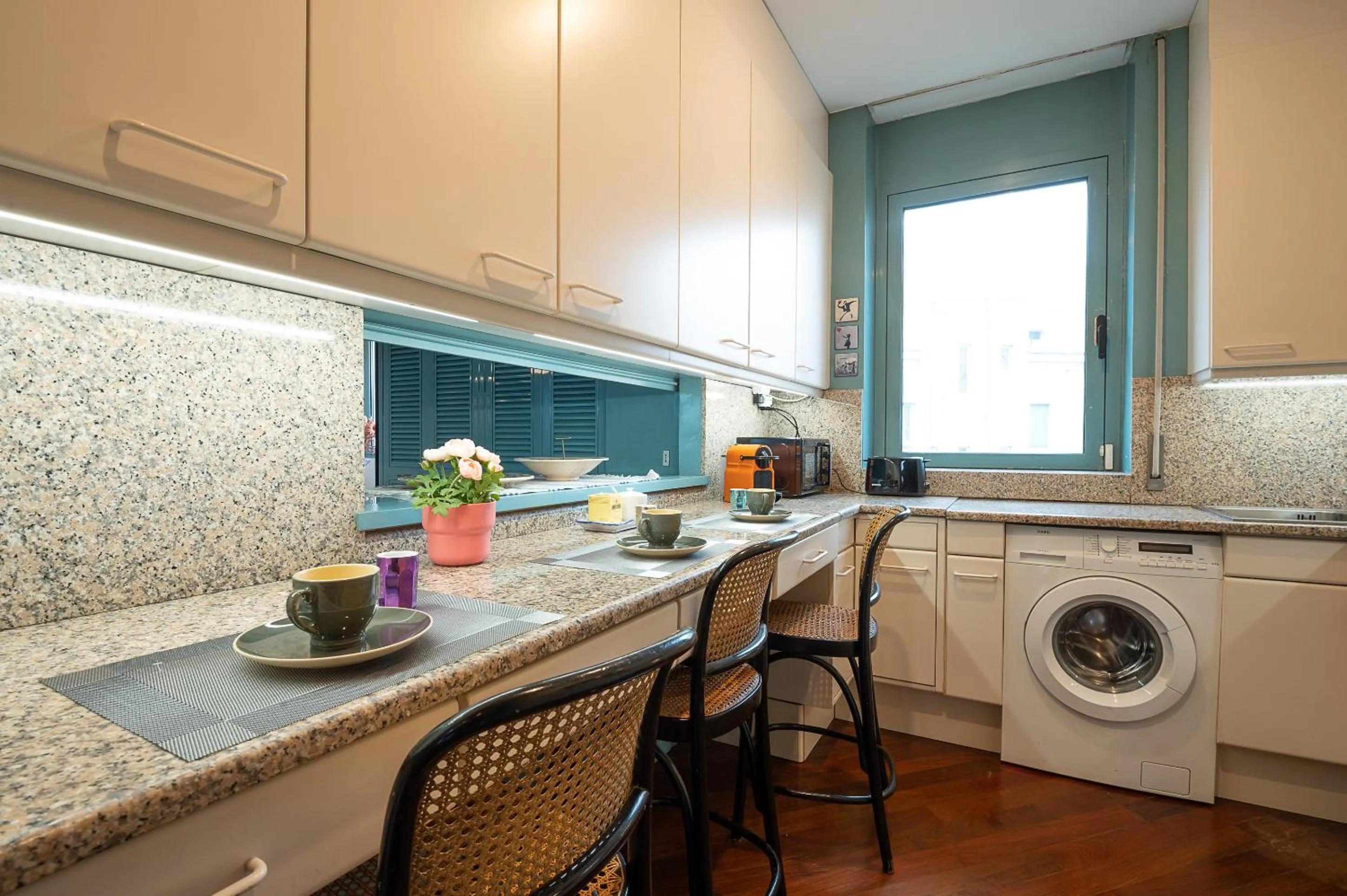 Kitchen or kitchenette in Tiffany's apartment Flaminio