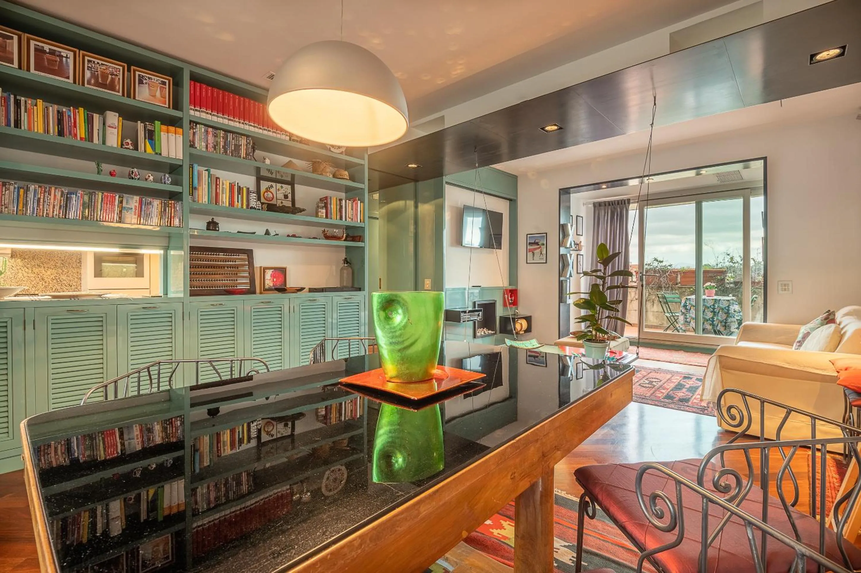 Living room in Tiffany's apartment Flaminio