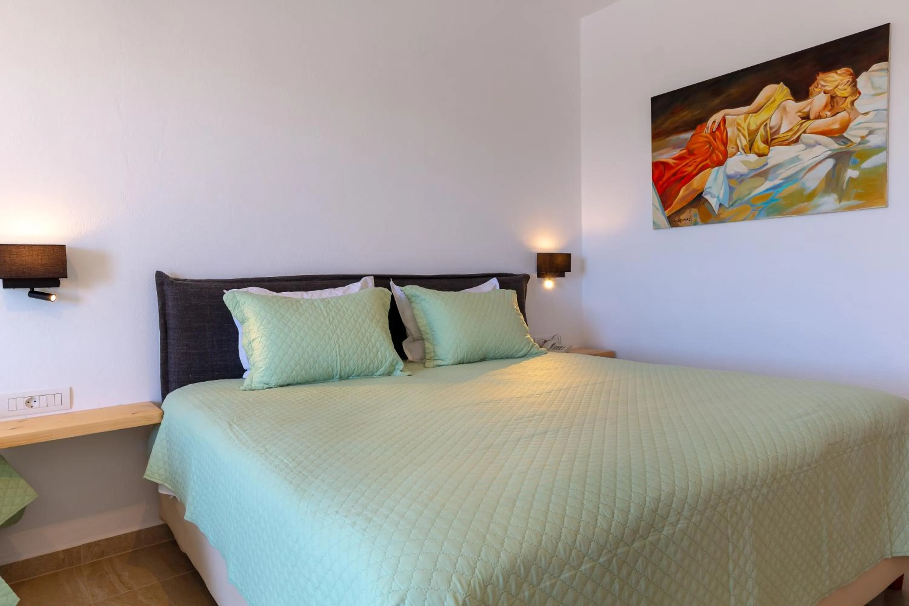 Bed in Pyrgaki Hotel