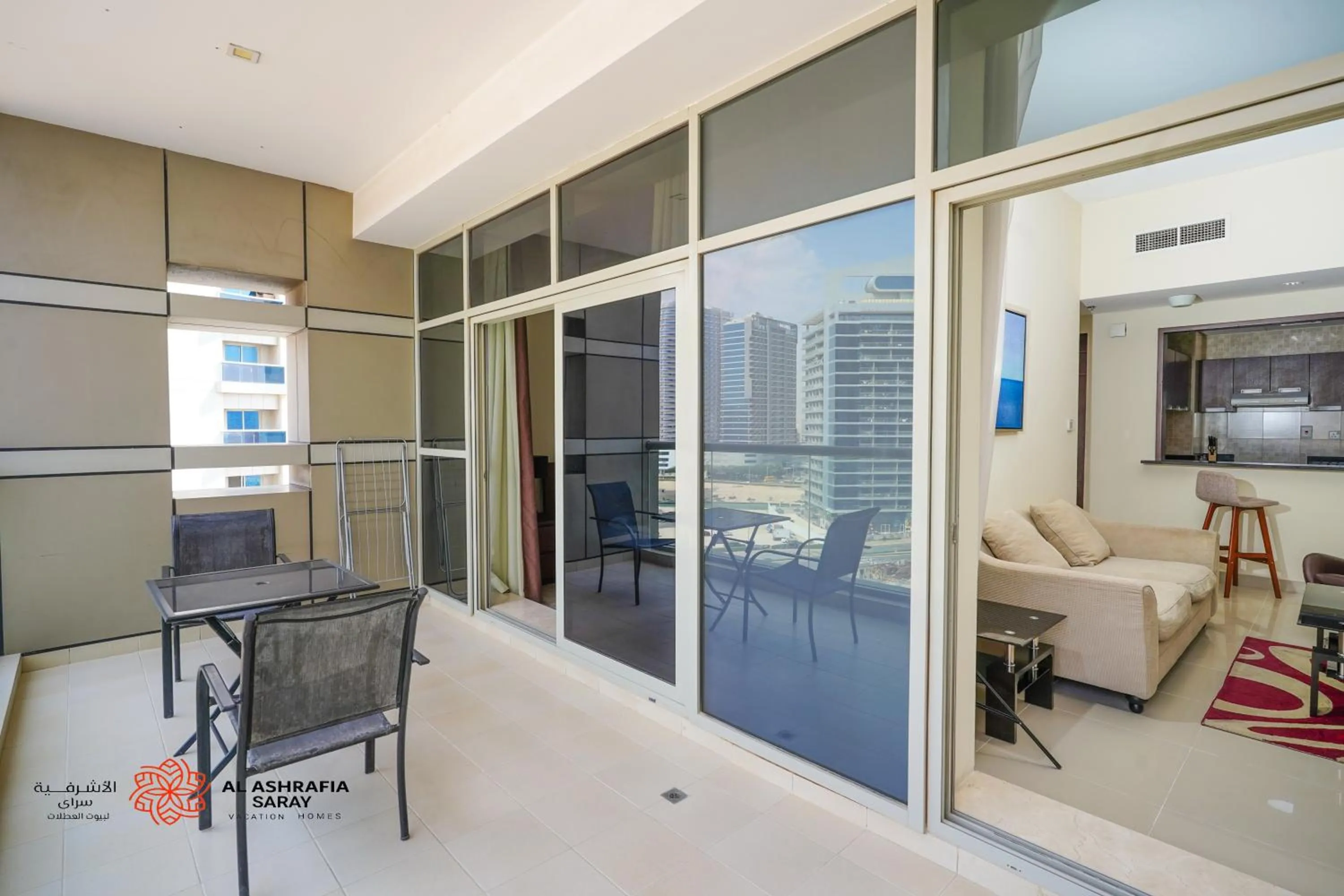 Patio in Unique 1BR Apartment in Sport City