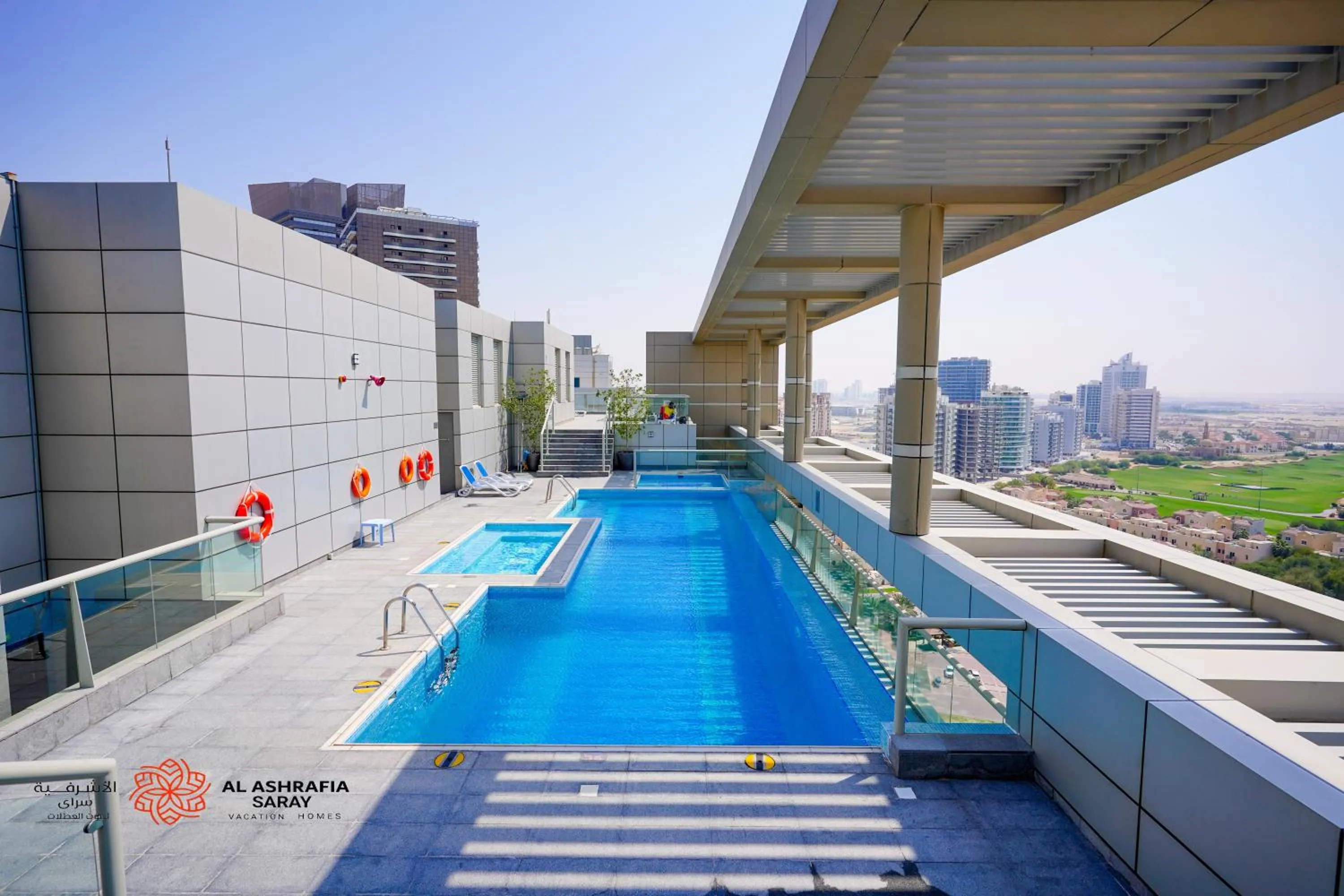 Swimming pool in Unique 1BR Apartment in Sport City