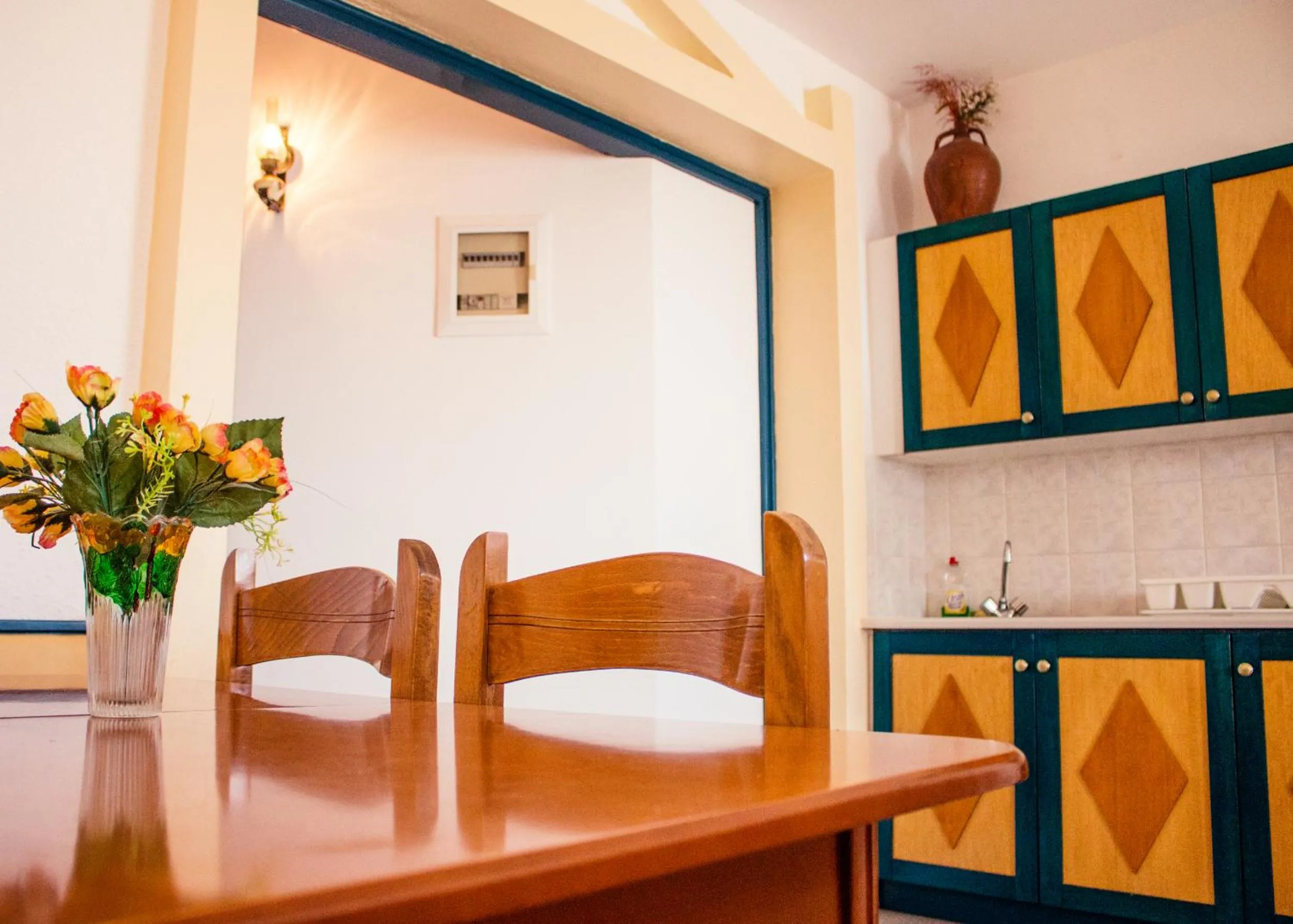 Kitchen or kitchenette in Limanaki Seafront Apartments