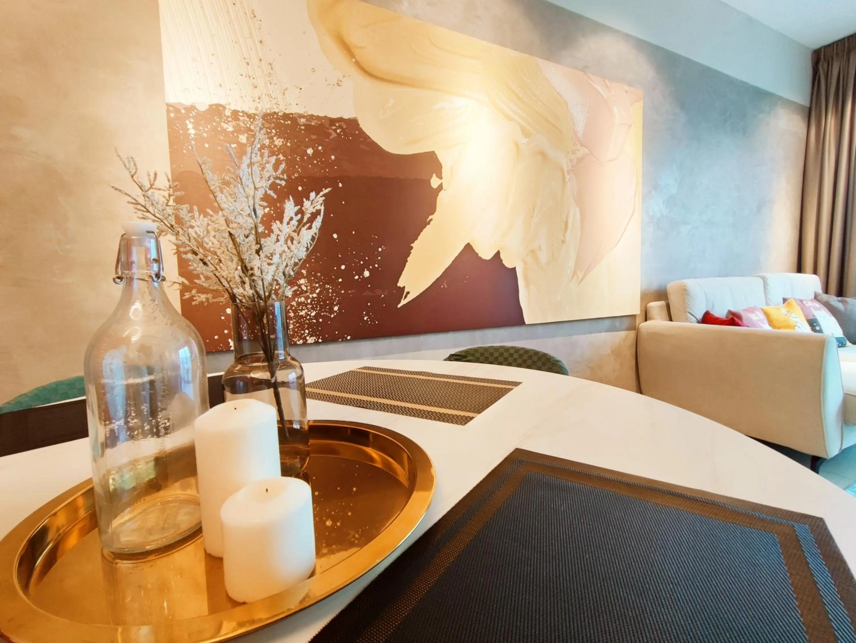 Living room, Bed in Stylish KL Suite, KLCC View, Next to LRT, Datum Jelatek By Atlantis Management