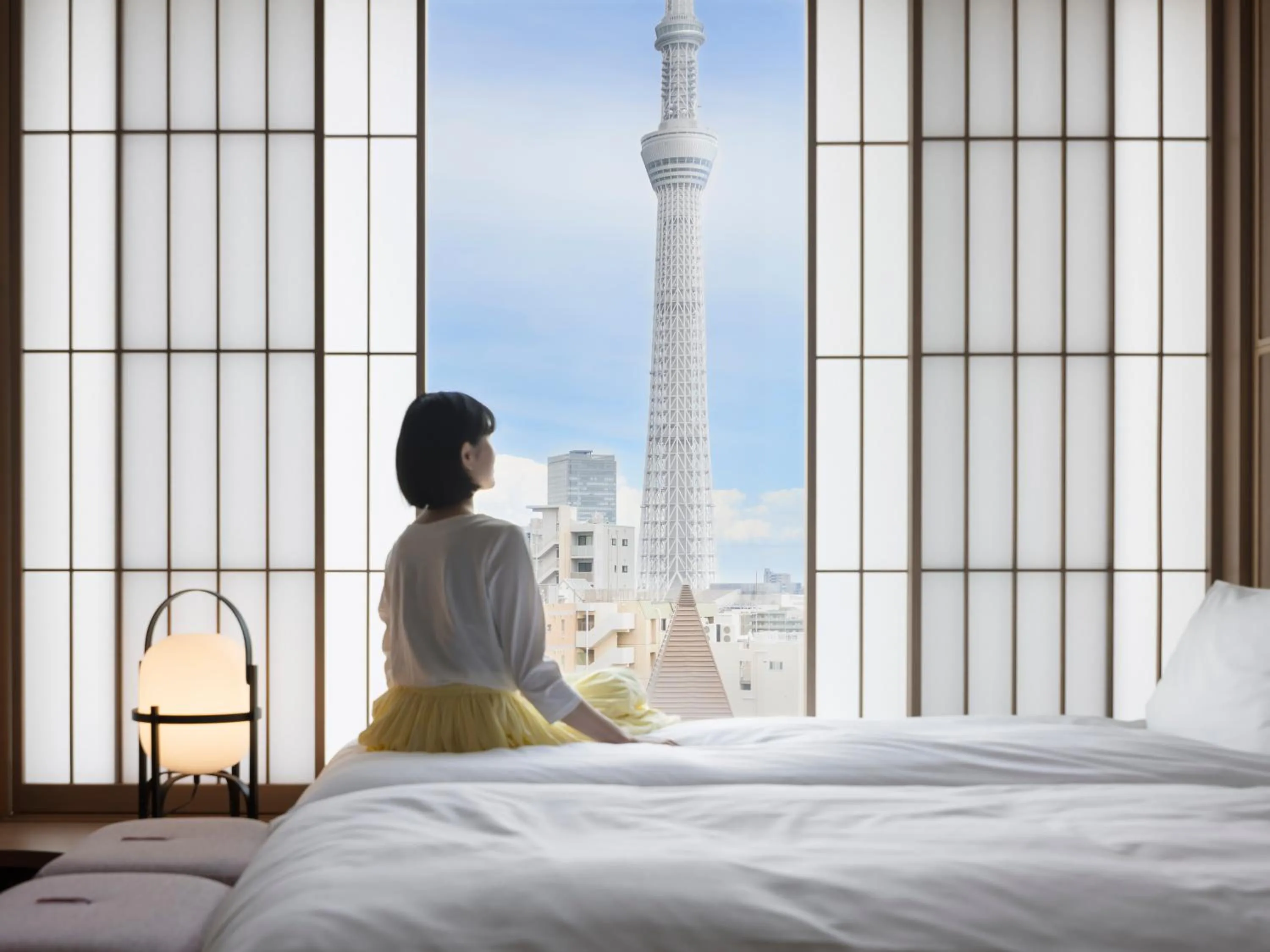 Landmark view, Bed in OMO3 Asakusa by Hoshino Resorts