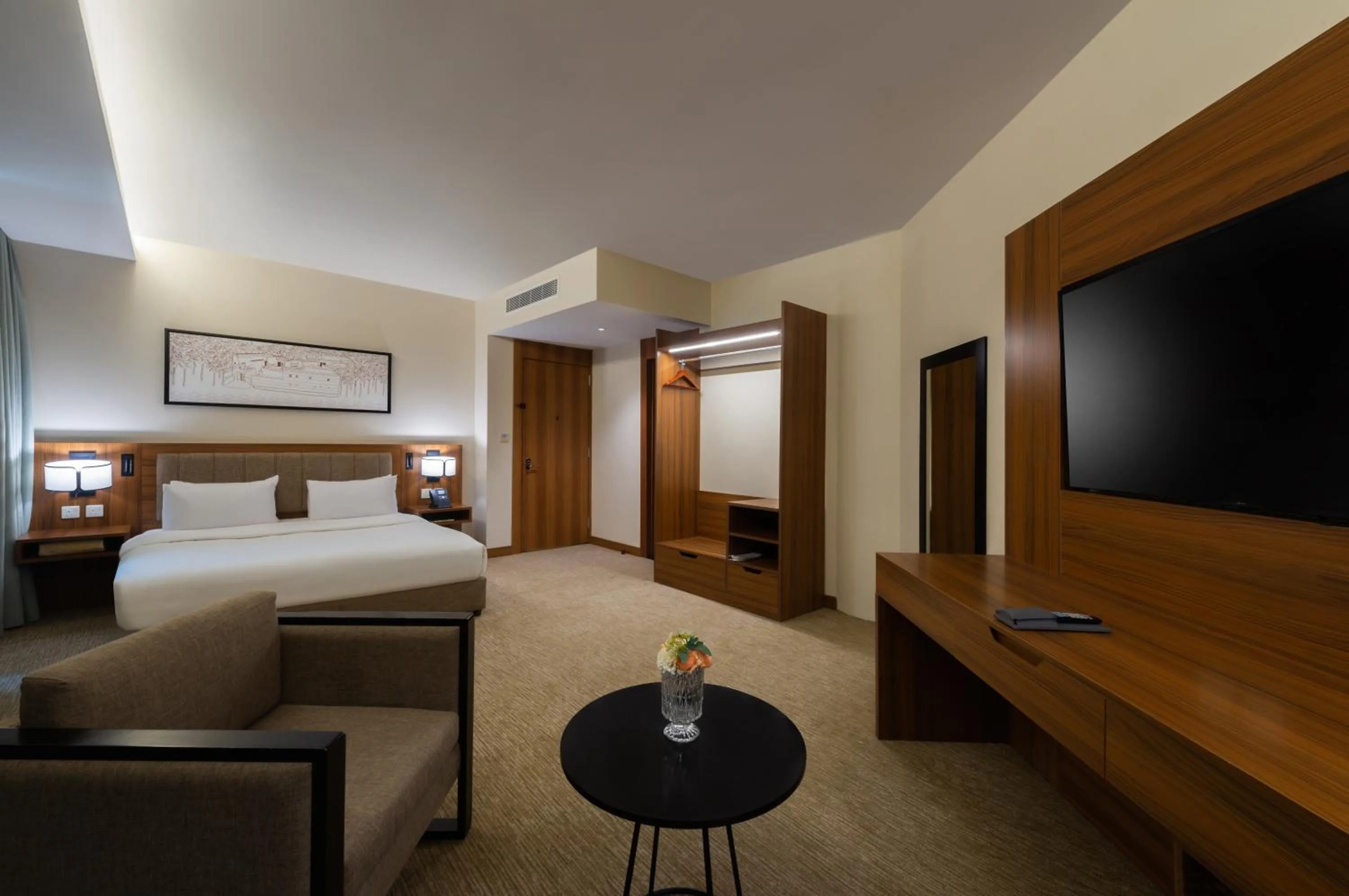 Photo of the whole room, Bed in HDB Financial District