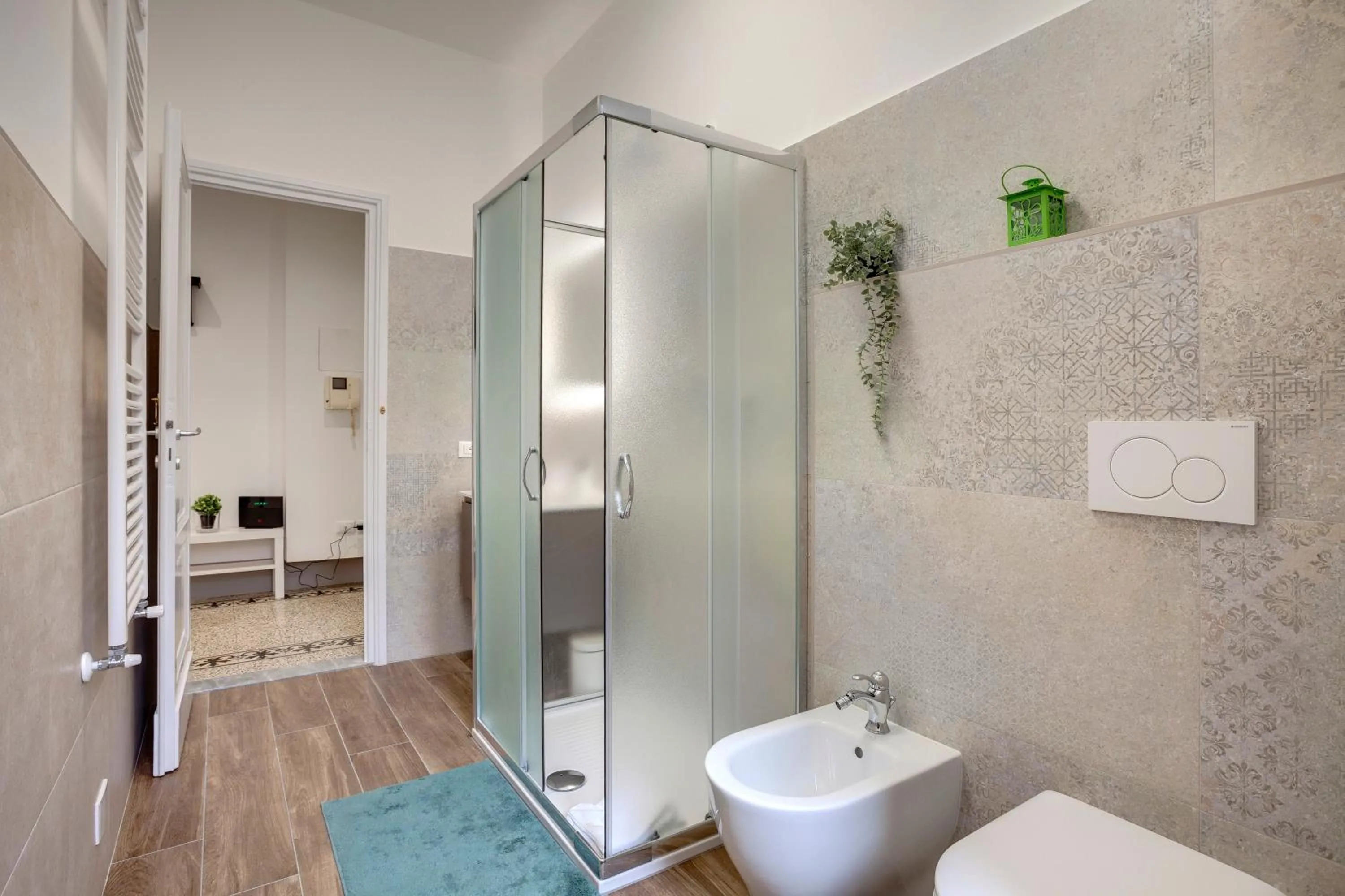 Shower in Magenta Apartment by Mamo Florence