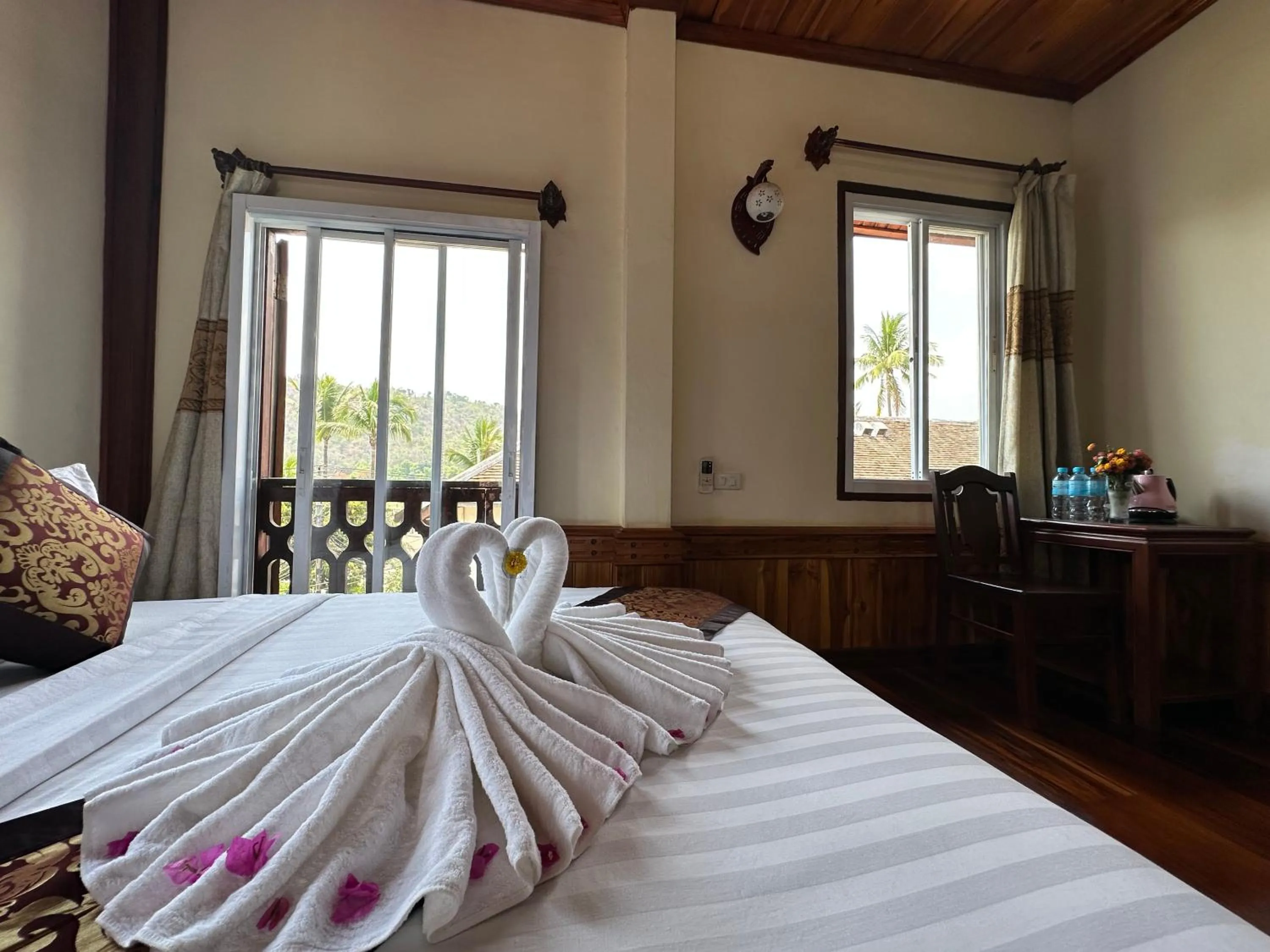 View (from property/room), Bed in Villa Thida Mekong Riverside