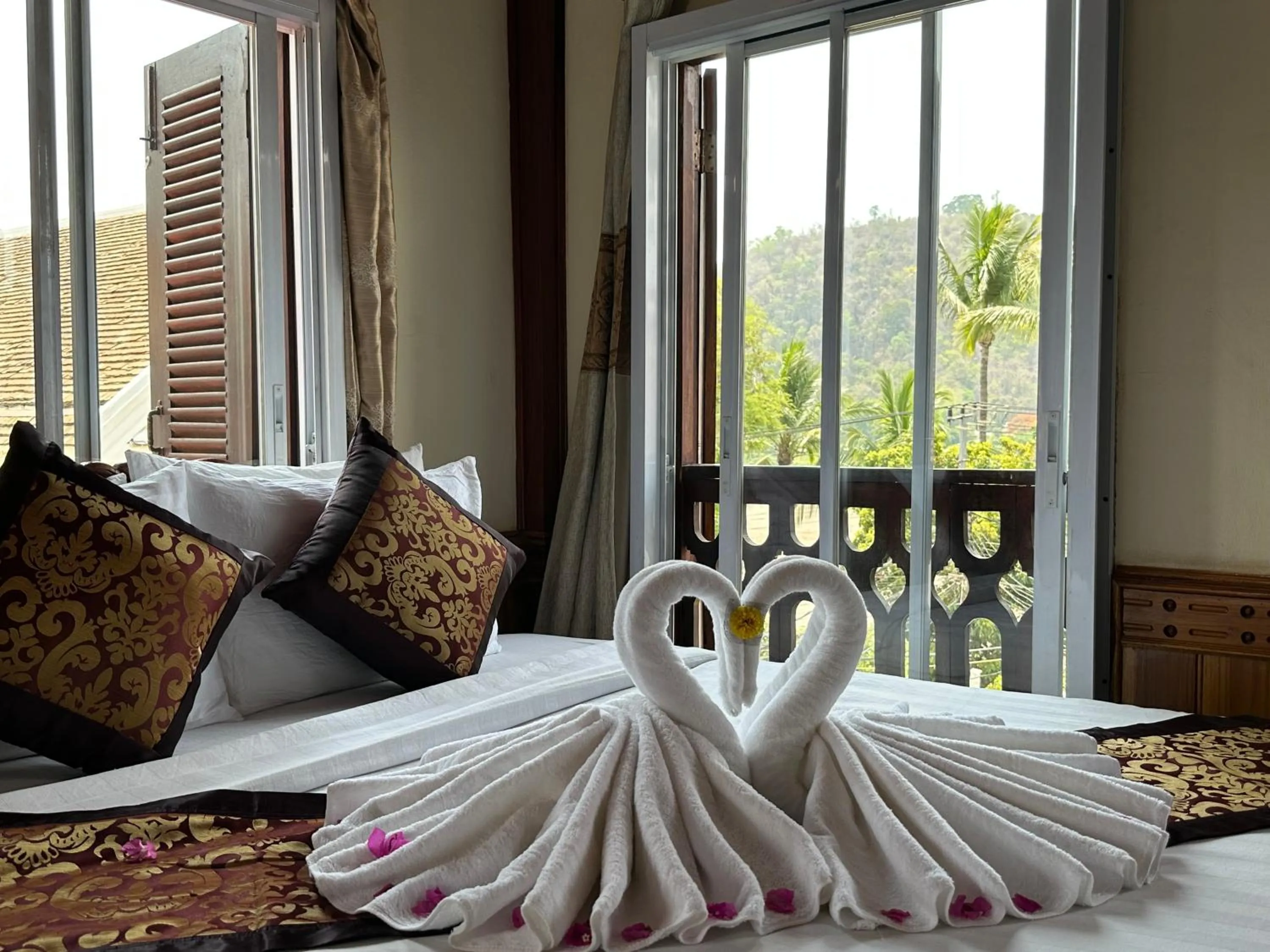 View (from property/room), Bed in Villa Thida Mekong Riverside