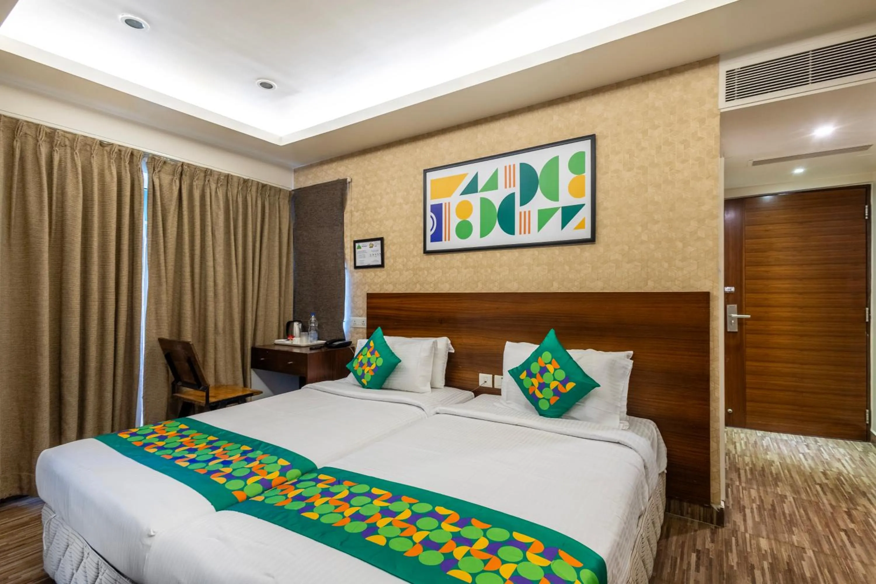 Bedroom, Bed in Treebo Premium Twin Star