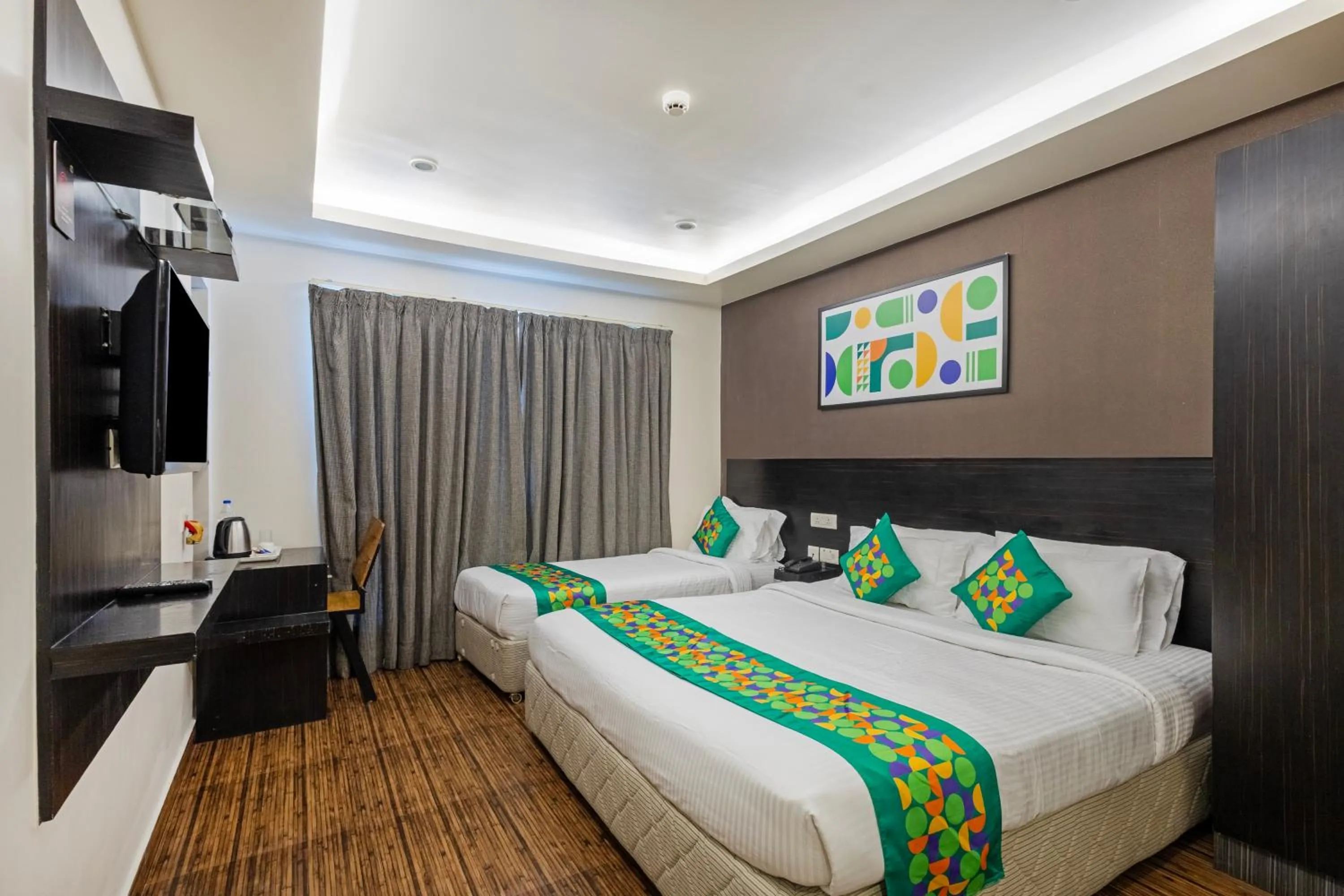 Bedroom, Bed in Treebo Premium Twin Star