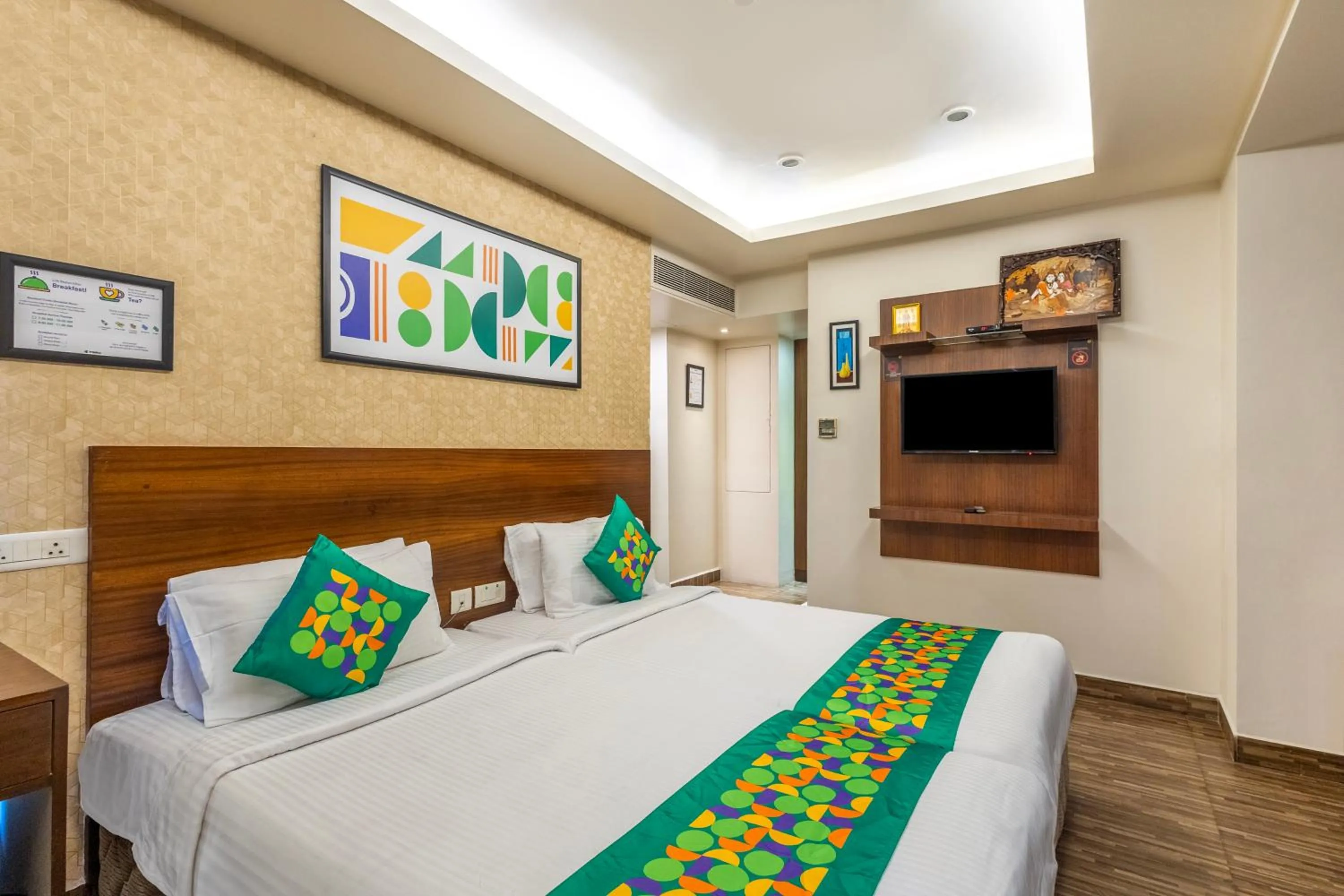 Bedroom, Bed in Treebo Premium Twin Star