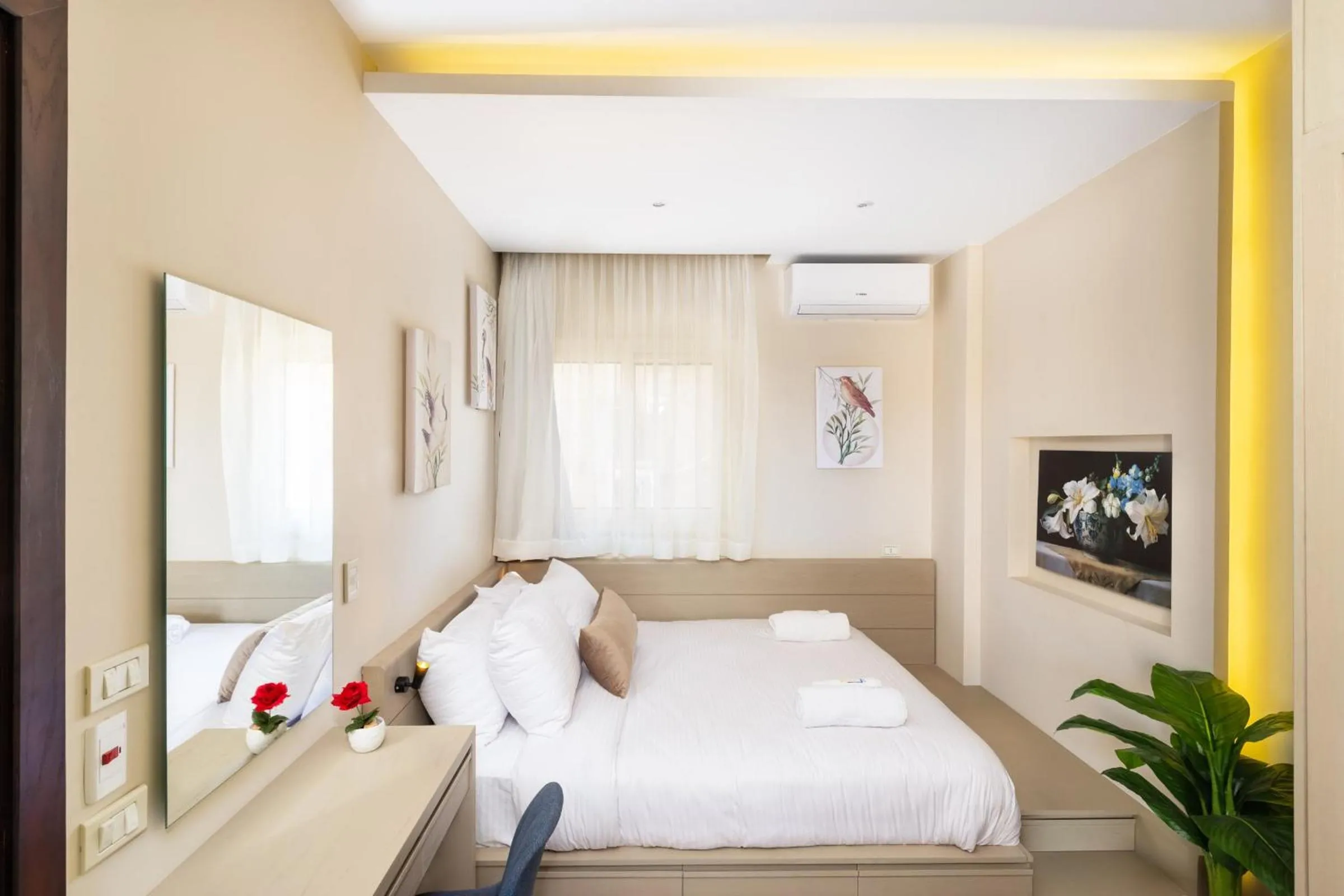Bed in The Serene Suite A Rooftop Studio New Cairo