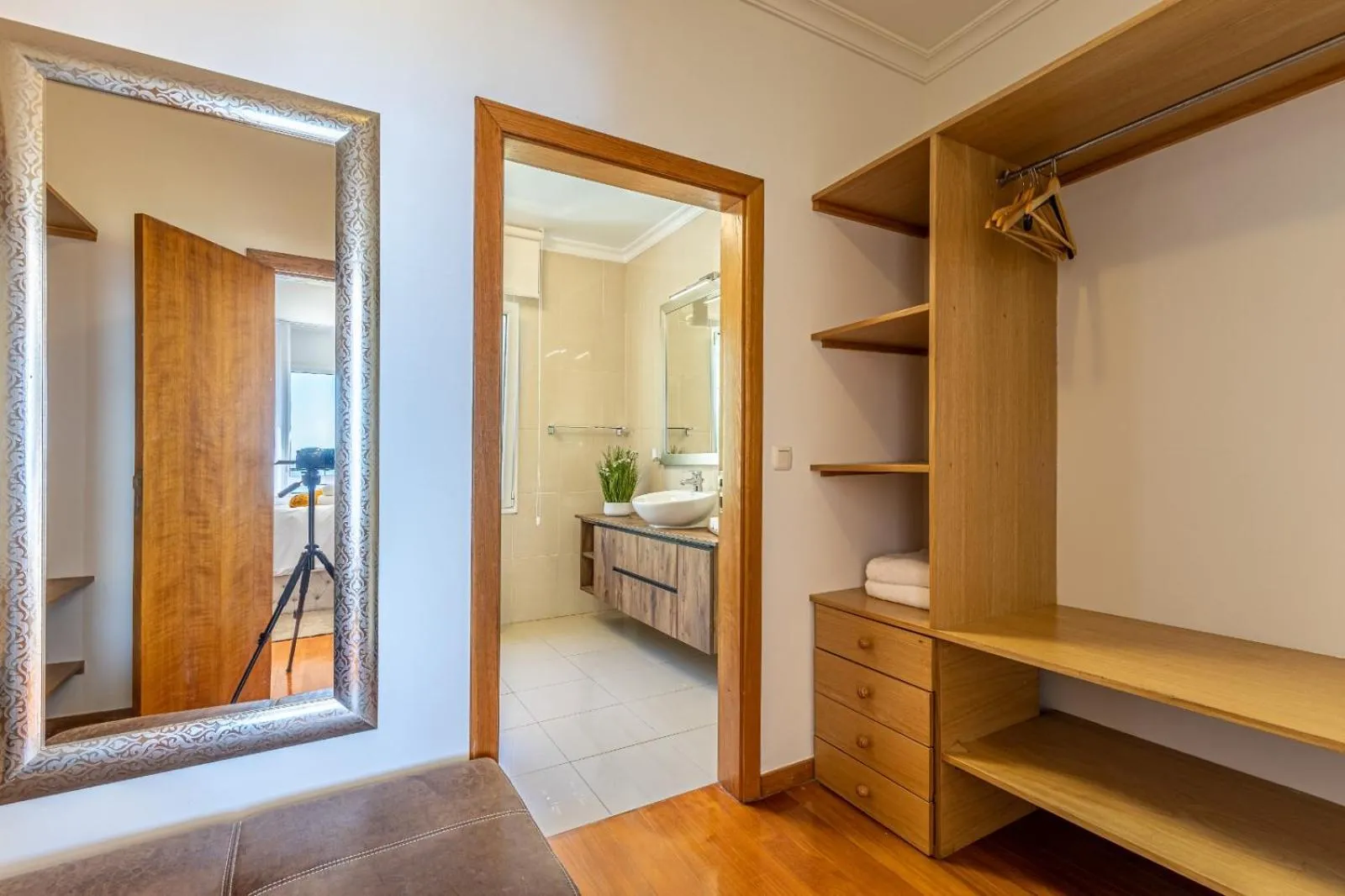 Bed in Luxury villa with private heated pool, garden and views of the sea and mountains.