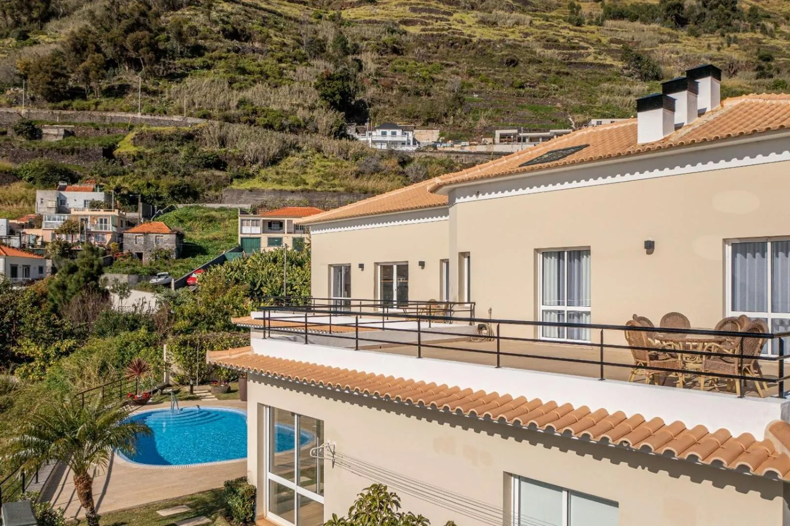 Luxury villa with private heated pool, garden and views of the sea and mountains.