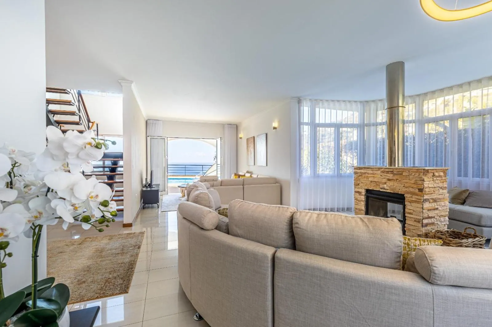 Luxury villa with private heated pool, garden and views of the sea and mountains.