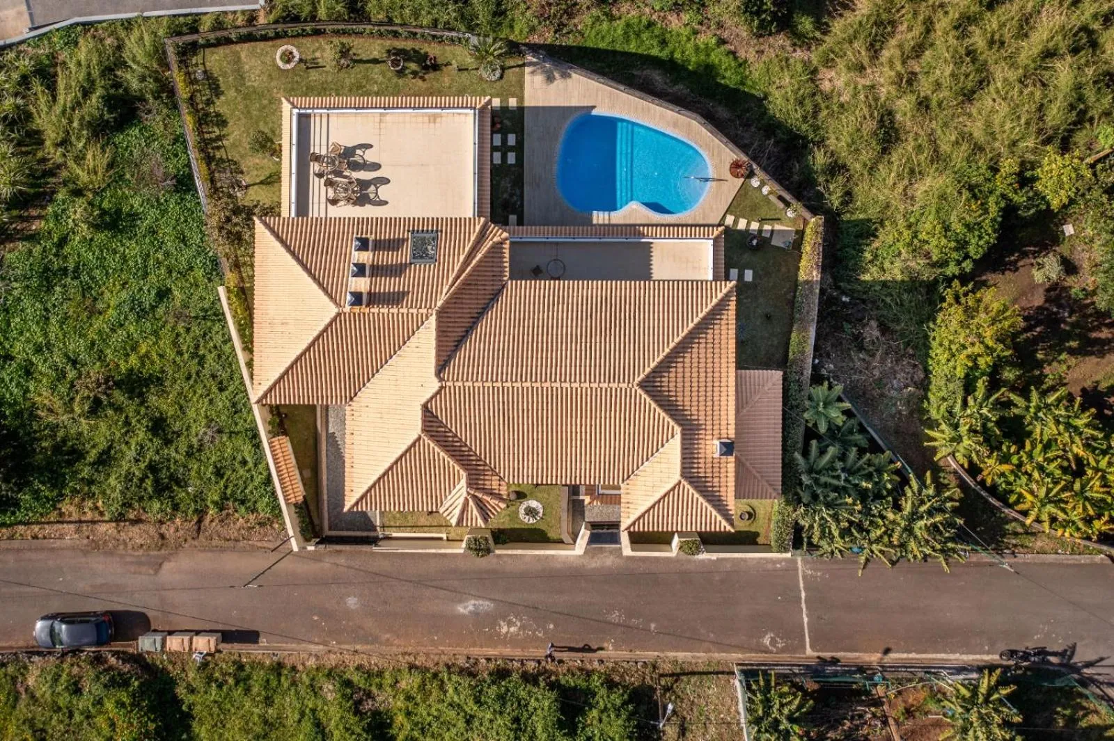 Luxury villa with private heated pool, garden and views of the sea and mountains.