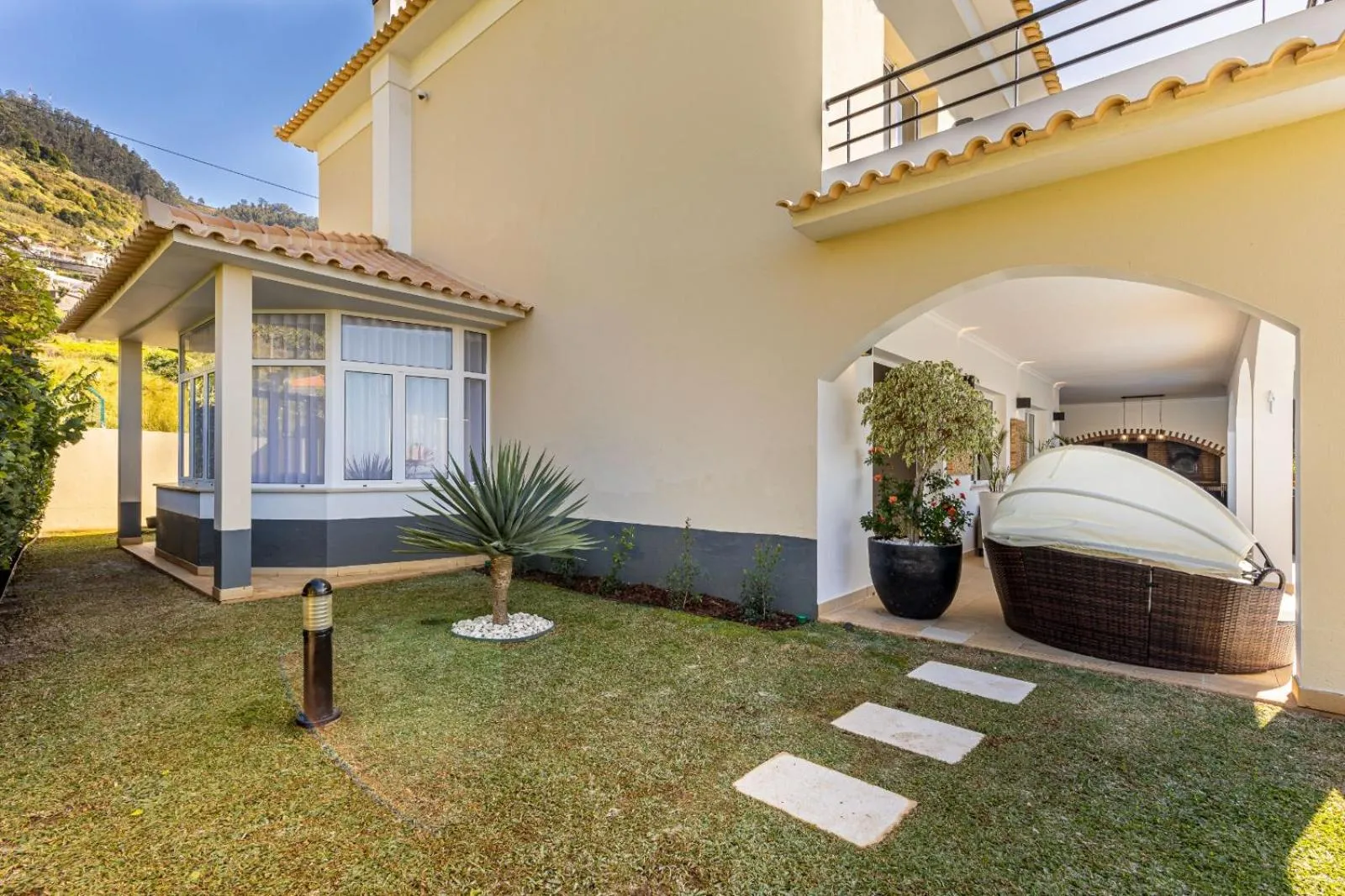 Luxury villa with private heated pool, garden and views of the sea and mountains.