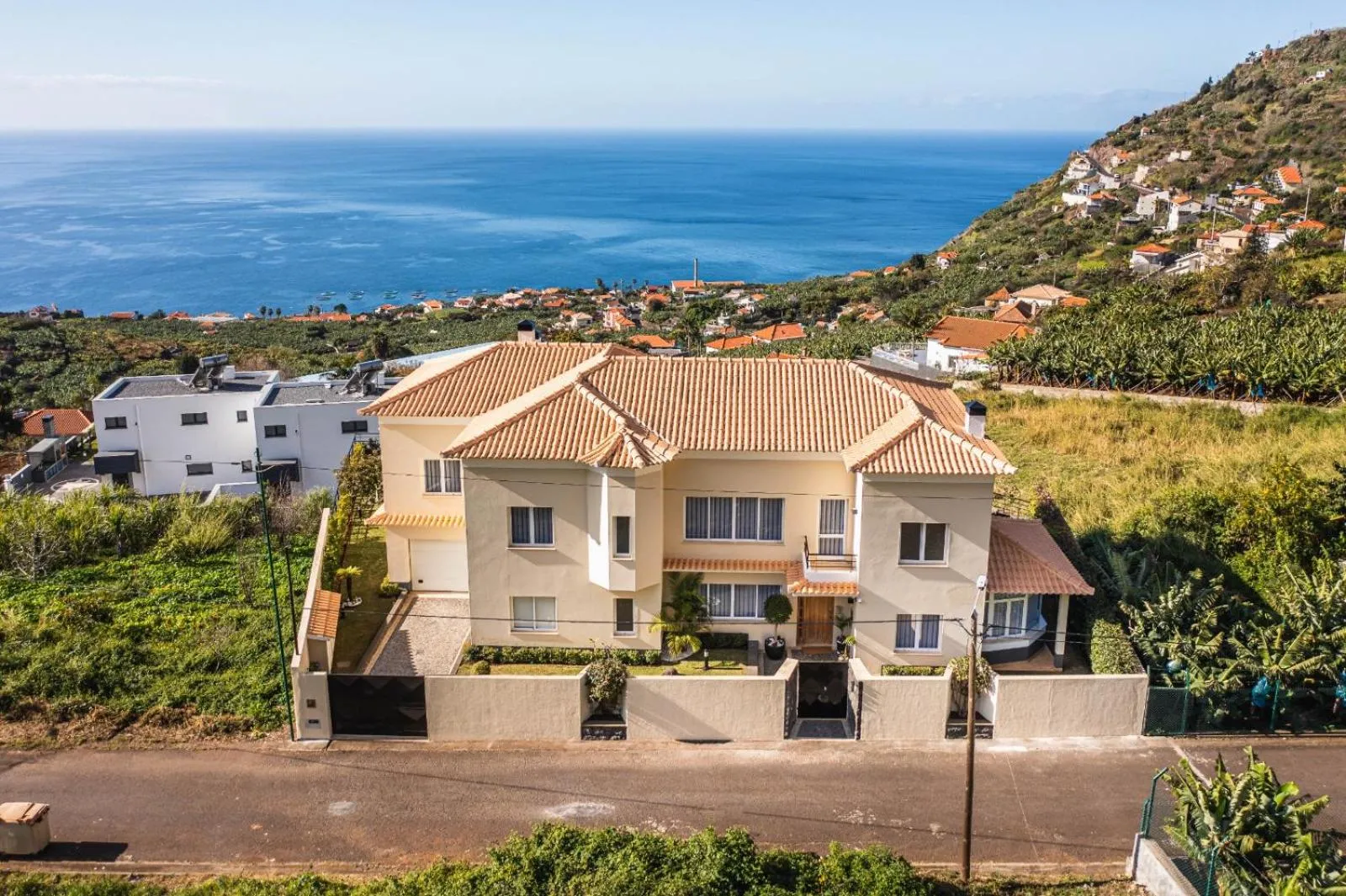 Luxury villa with private heated pool, garden and views of the sea and mountains.