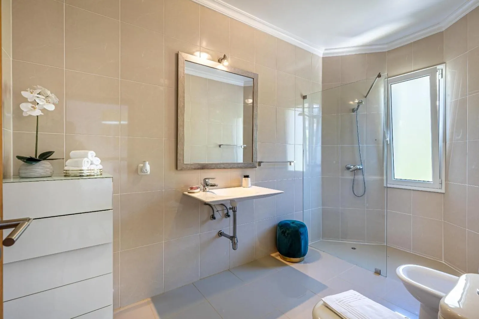 Luxury villa with private heated pool, garden and views of the sea and mountains.
